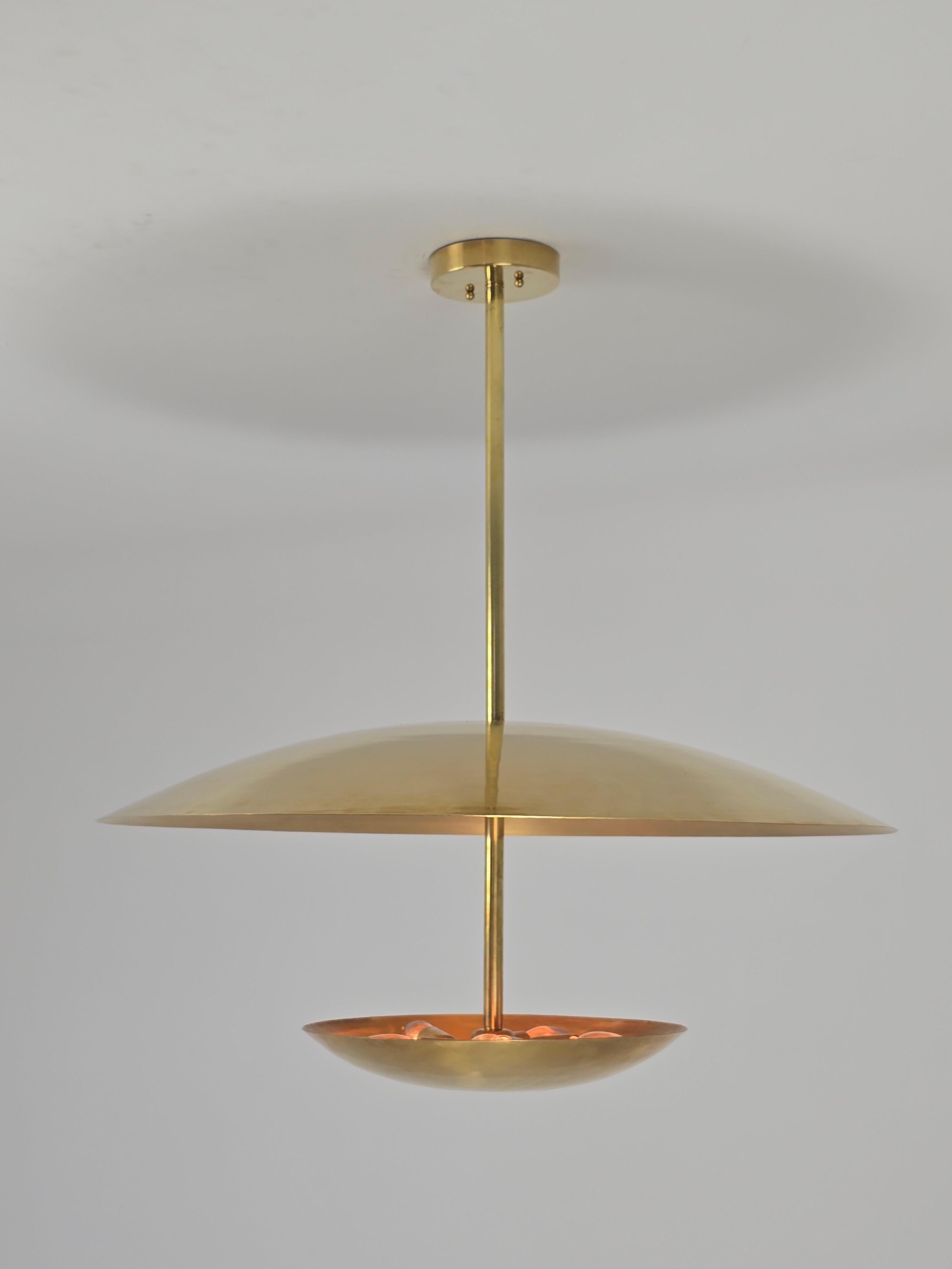 2025 Huge Brass Concave Convex Uplighter  Pendant In New Condition For Sale In St- Leonard, Quebec