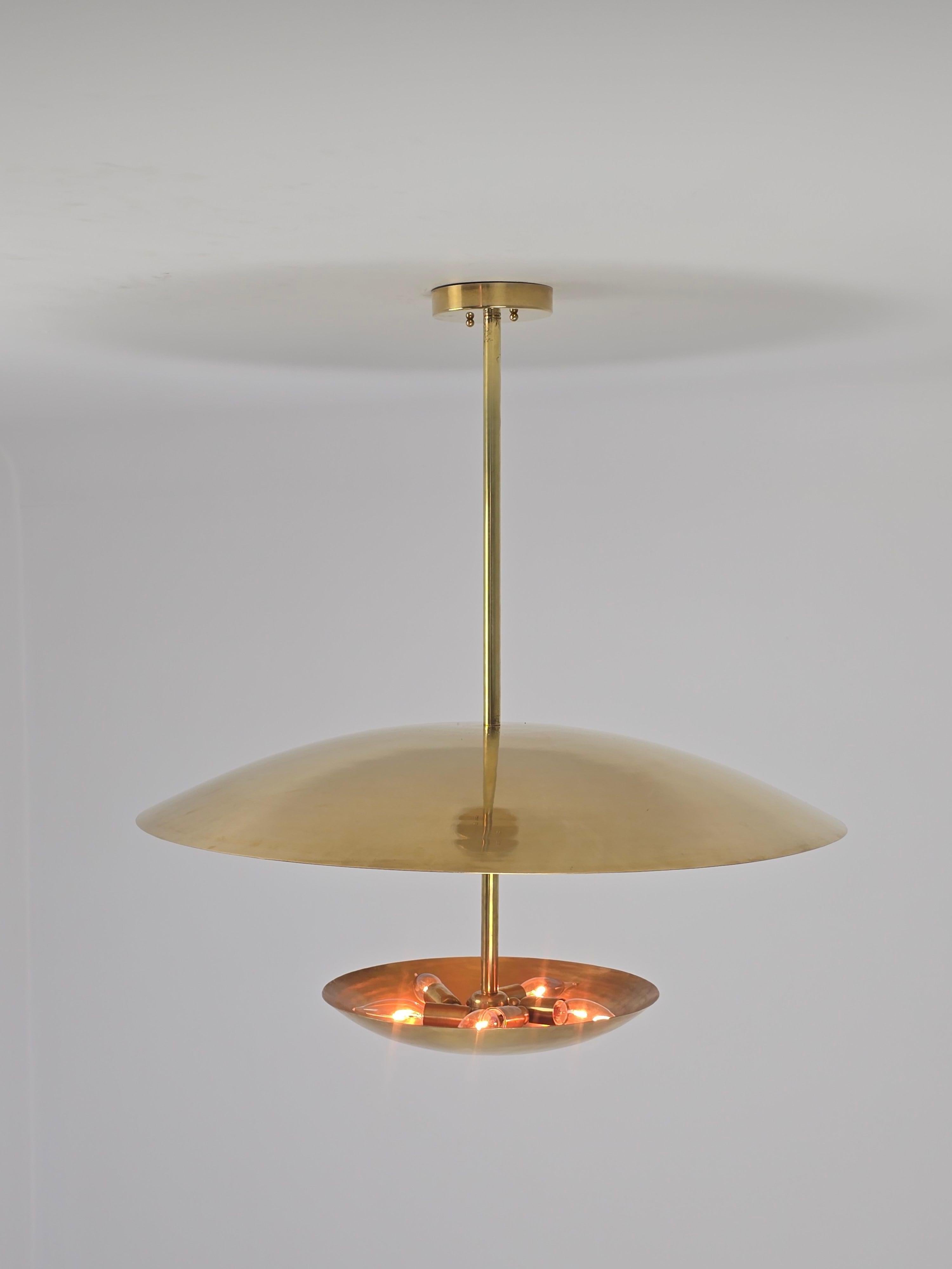 Contemporary 2025 Huge Brass Concave Convex Uplighter  Pendant For Sale