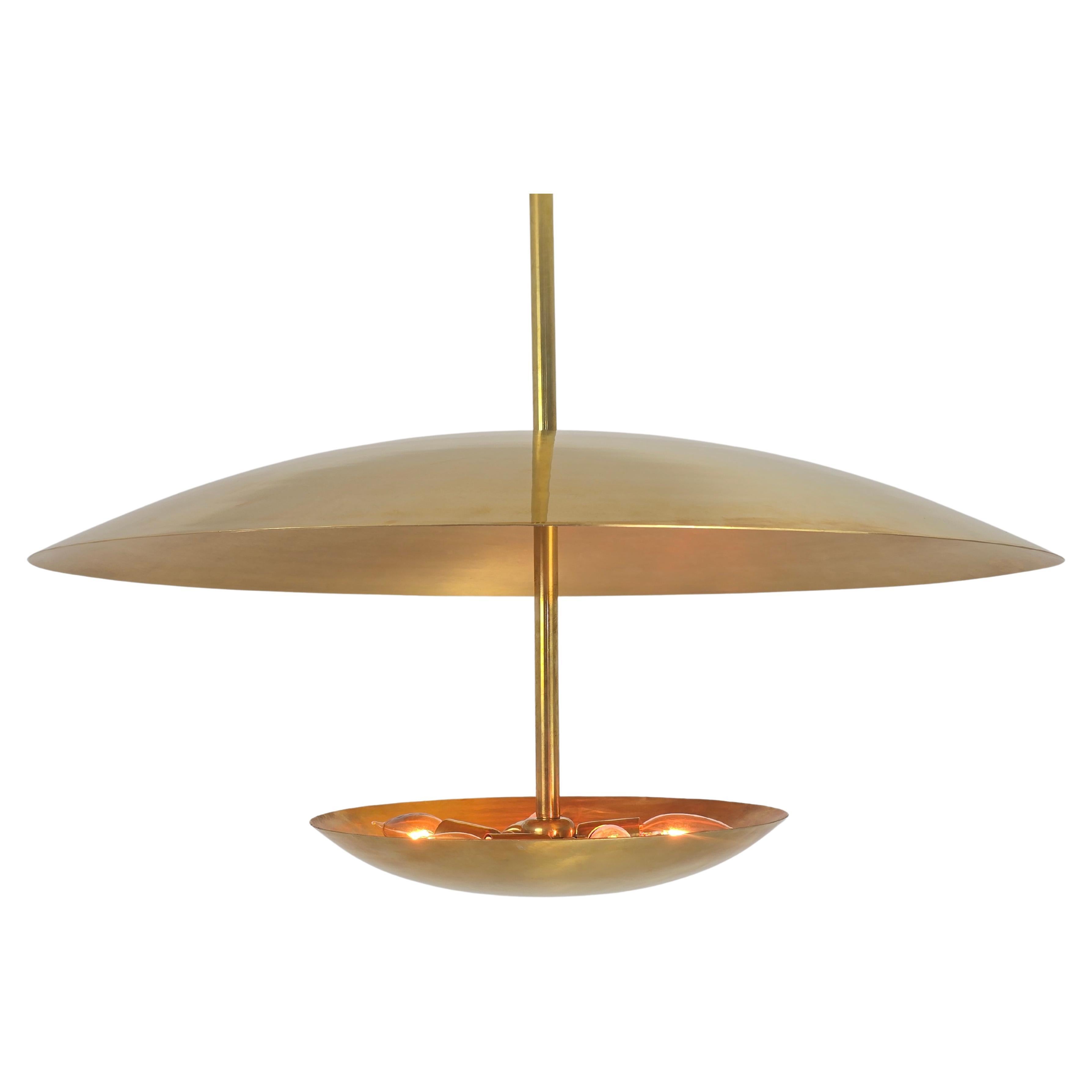 2025 Huge Brass Concave Convex Uplighter  Pendant For Sale