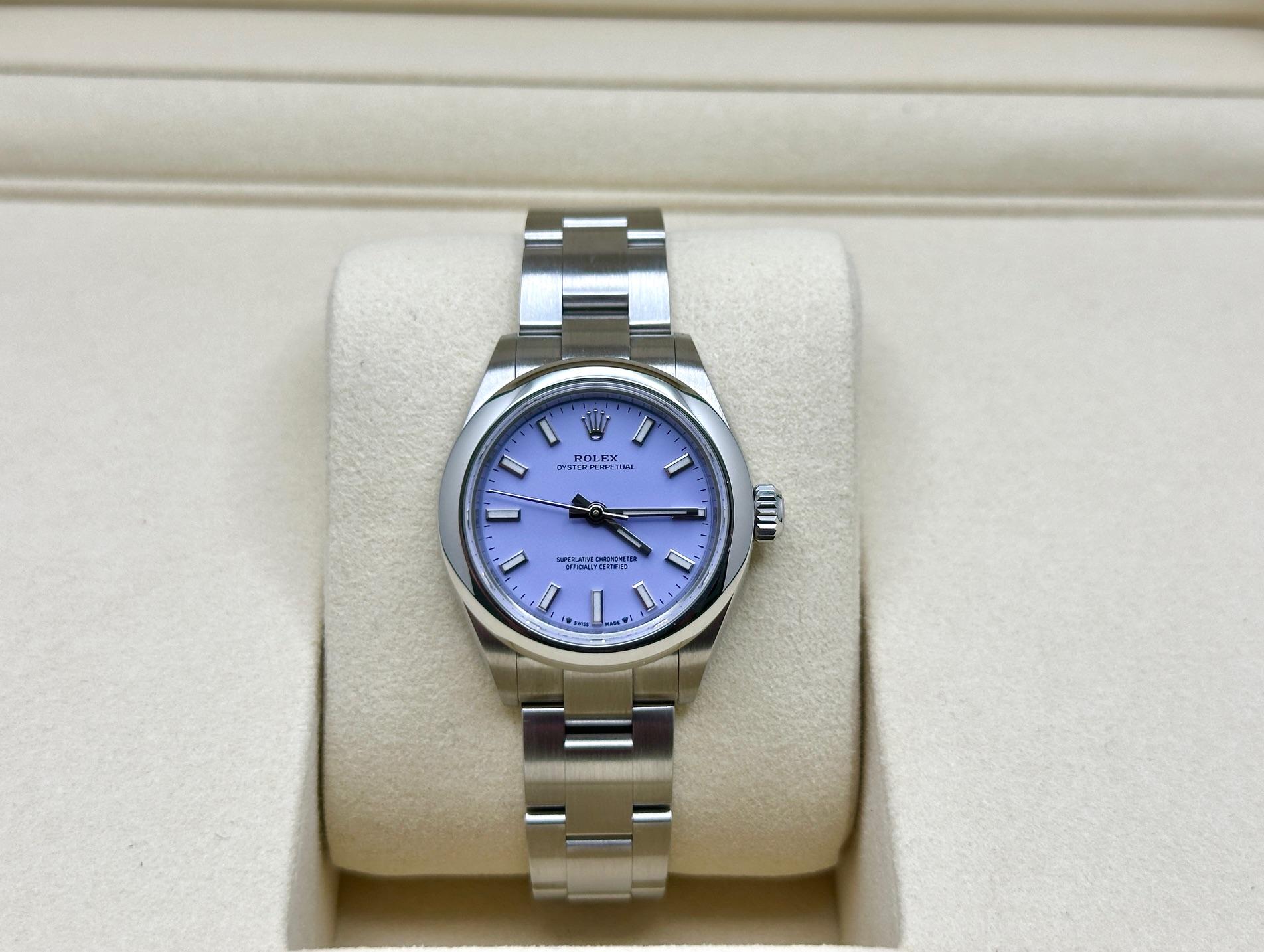 2025 NUOVO Rolex Oyster Perpetual Donna 276200 LAVENDER Quadrante Acciaio Steele 28mm In condizioni Nuovo a San Diego, CA