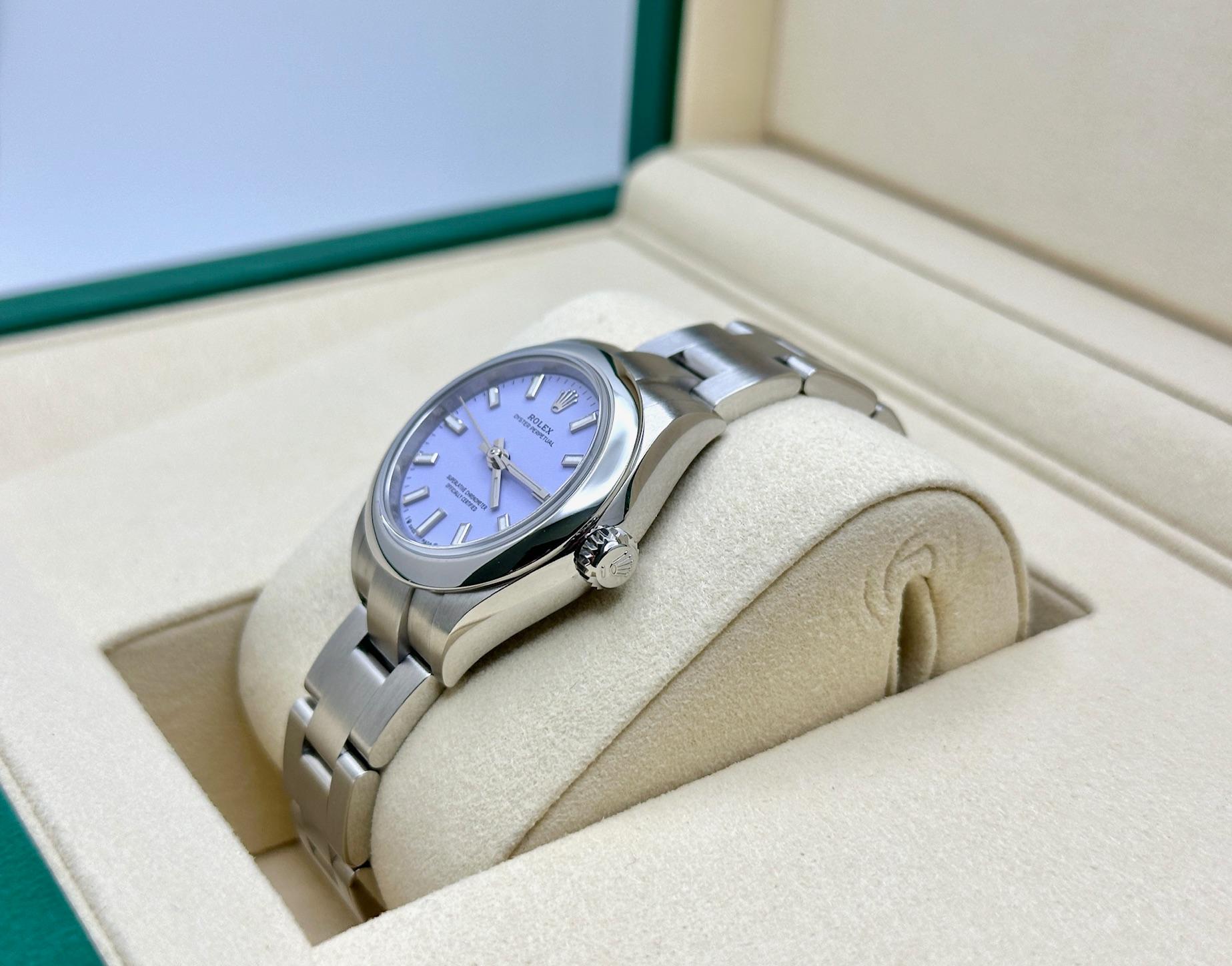 2025 NUOVO Rolex Oyster Perpetual Donna 276200 LAVENDER Quadrante Acciaio Steele 28mm 1