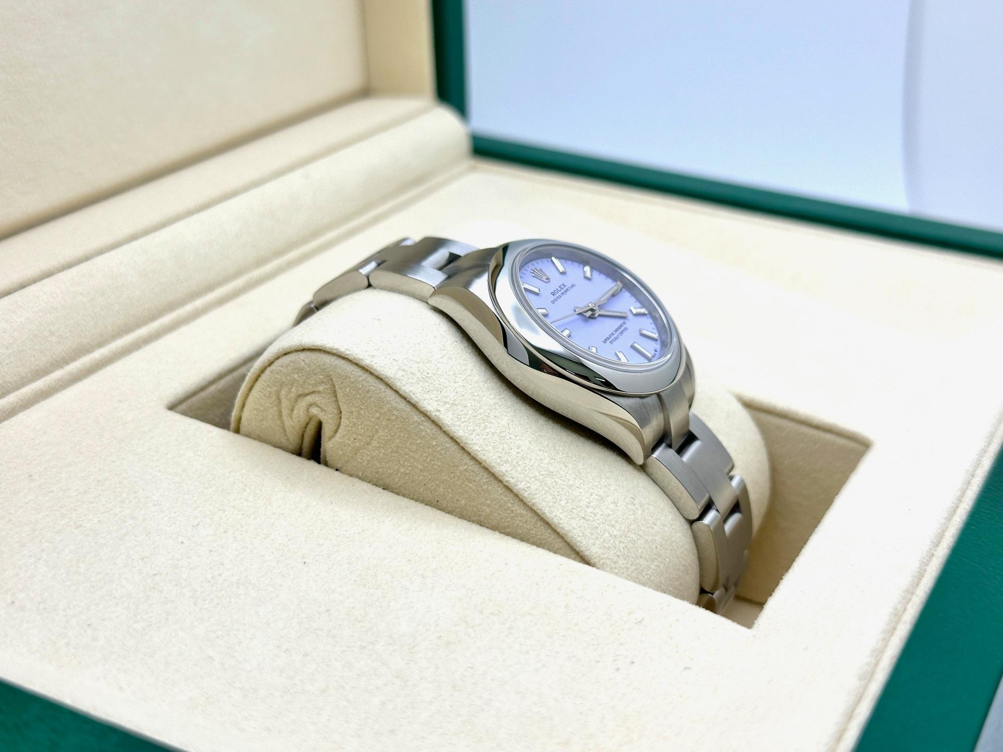 2025 NUOVO Rolex Oyster Perpetual Donna 276200 LAVENDER Quadrante Acciaio Steele 28mm 2