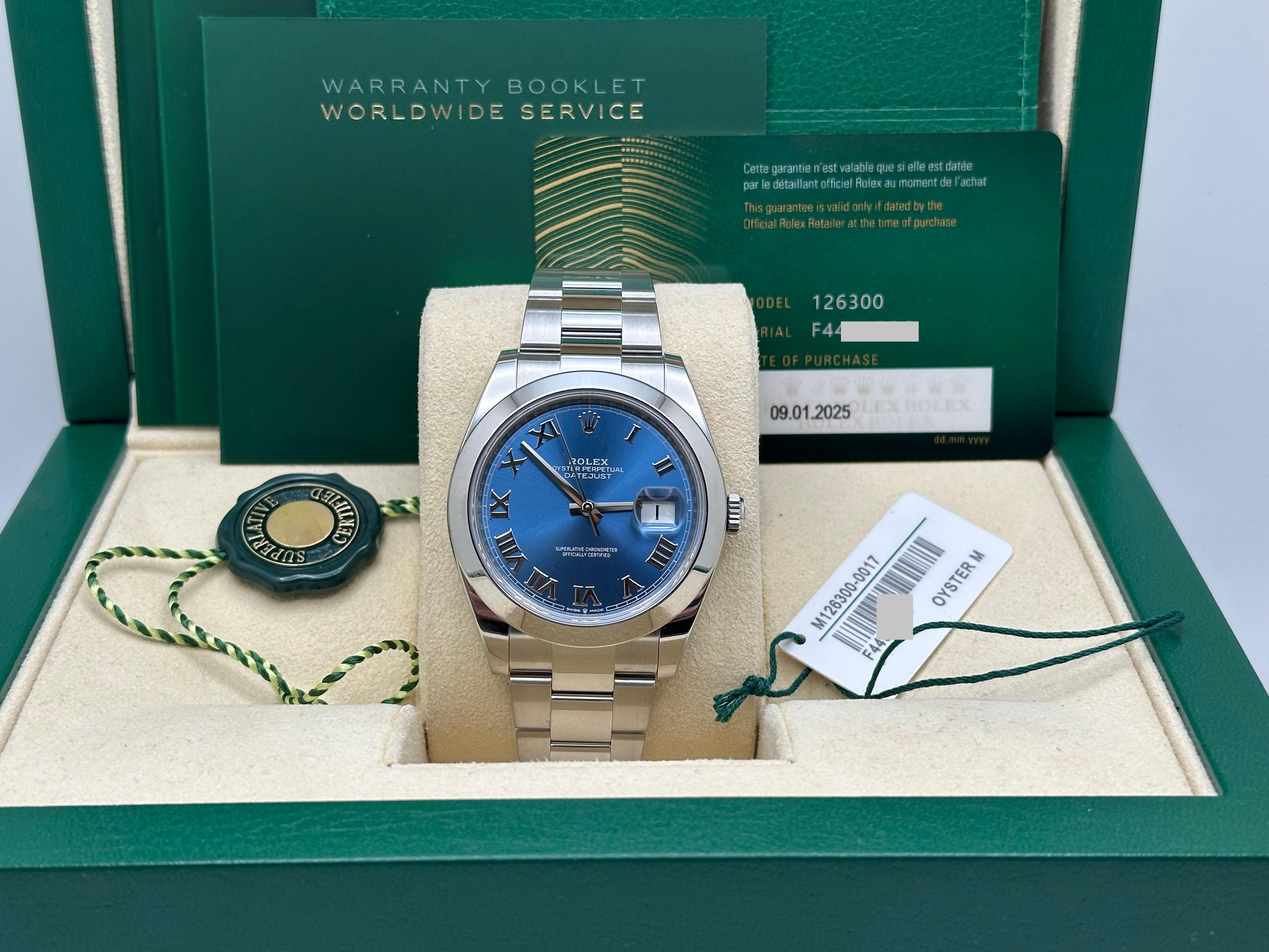 2025 Rolex Datejust 41 126300 Blue Roman Dial Stainless Steel Box Paper 5
