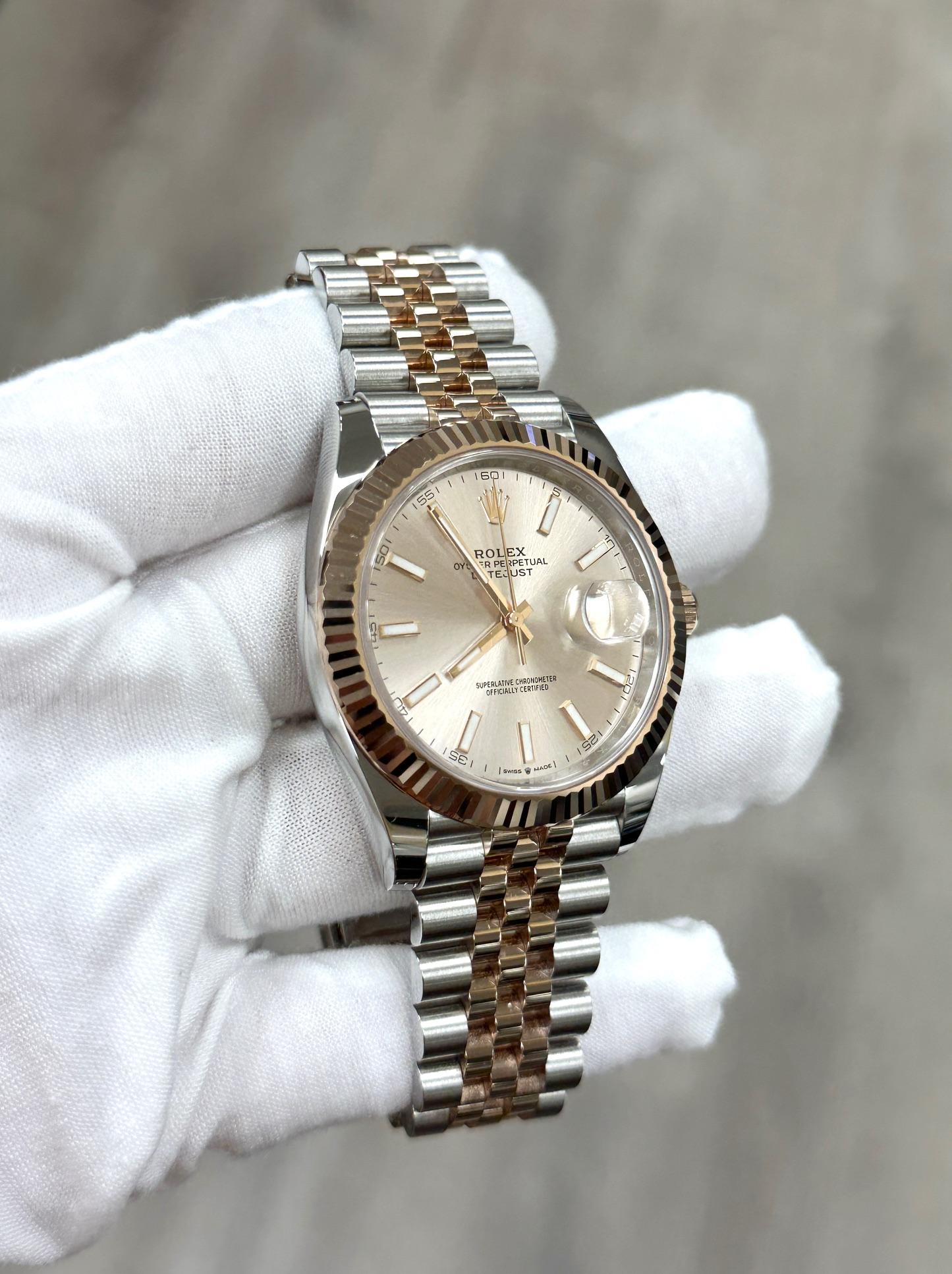 2025 Rolex Datejust 41 126331 Sundust Dial 18K Rose Gold Steel Box Paper For Sale 3