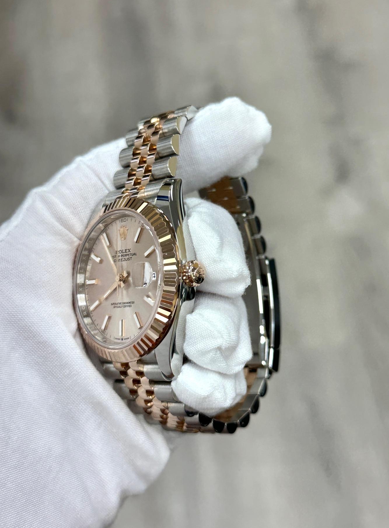 2025 Rolex Datejust 41 126331 Sundust Dial 18K Rose Gold Steel Box Paper For Sale 4
