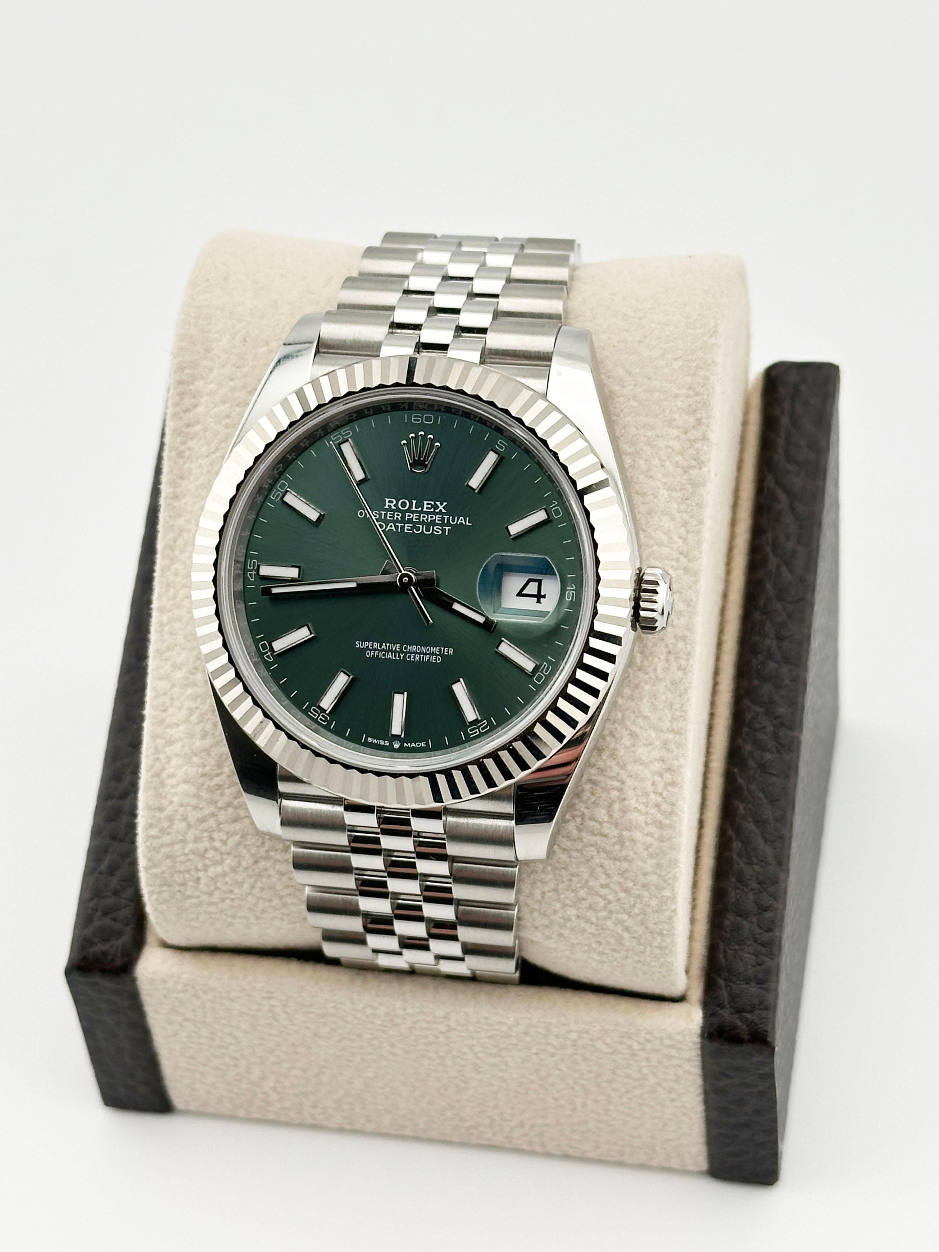 2025 Rolex Datejust 41 126334 Mint Green 18k Gold Stainless Jubilee Box Paper 1