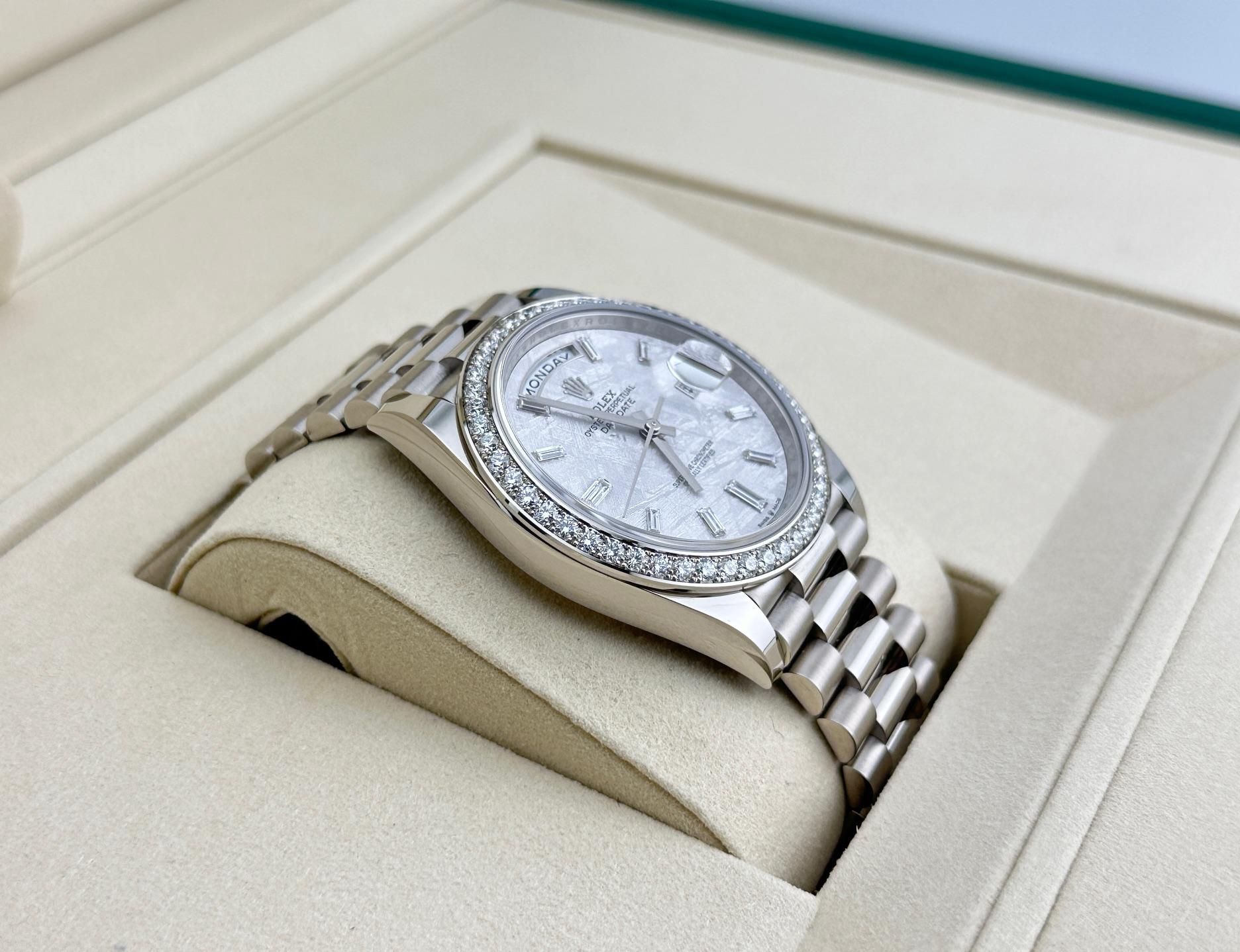 Uomo 2025 Rolex Day Date 40 228349RBR Oro bianco 18 carati Meteorite Diamante Quadrante e Lunetta in vendita