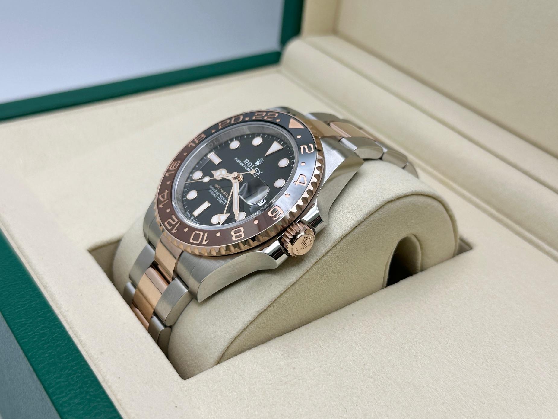 De los hombres 2025 Rolex GMT Master II 126711CHNR Root Beer Oro rosa de 18 quilates Caja de acero Papel en venta