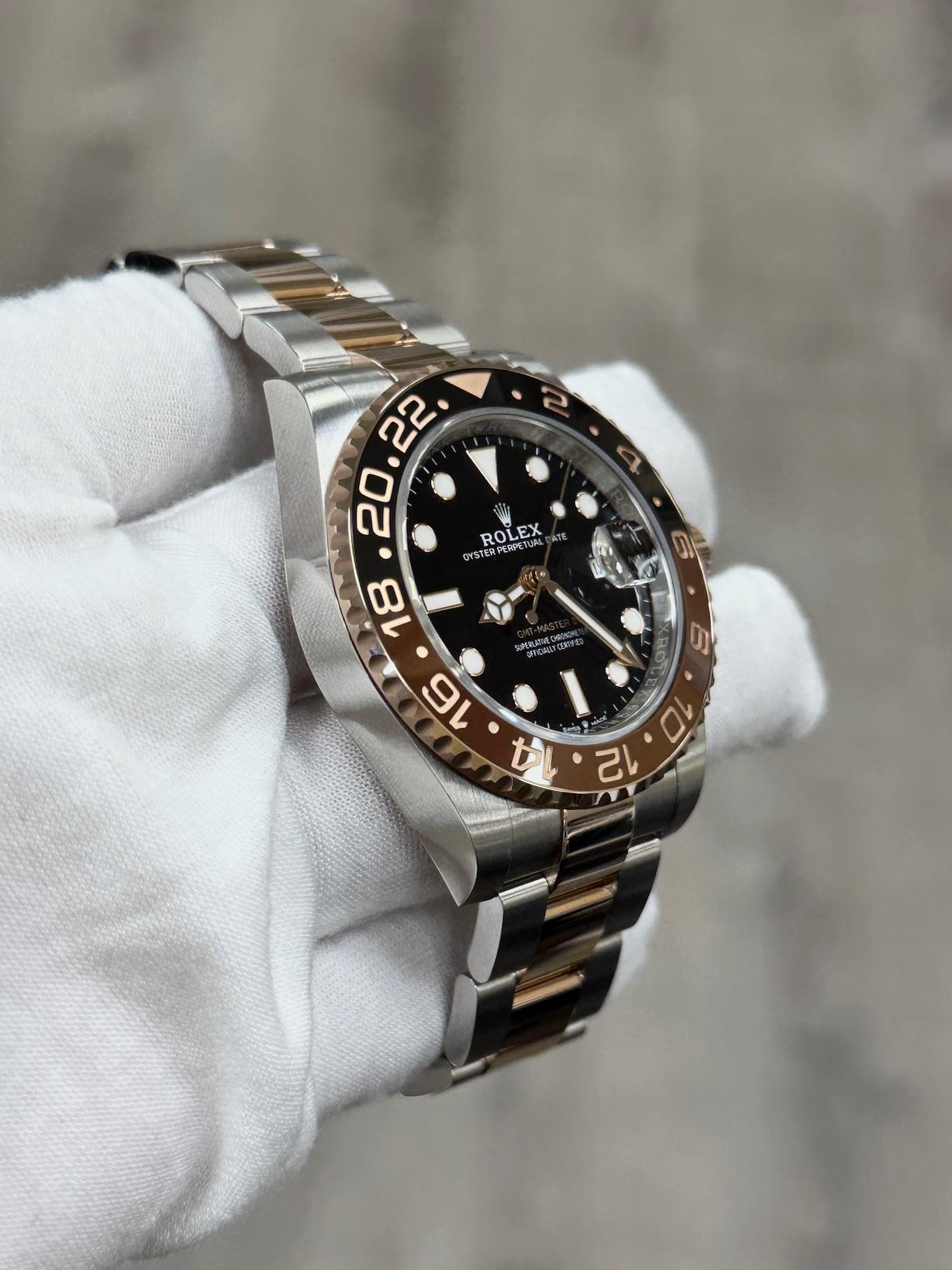 2025 Rolex GMT Master II 126711CHNR Root Beer Oro rosa de 18 quilates Caja de acero Papel en venta 5