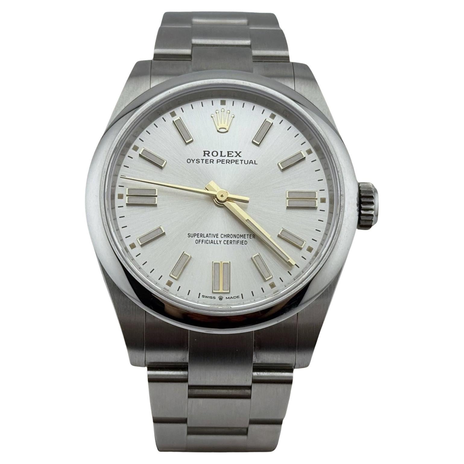 2025 Rolex Oyster Perpetual 134300 41mm Quadrante Argento Acciaio Inox Scatola Documenti
