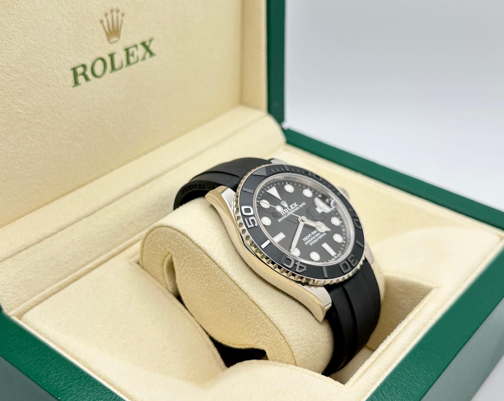 2025 Rolex Yacht Master 226659 Or blanc 18K Céramique noire 42mm Oysterflex Excellent état - En vente à San Diego, CA