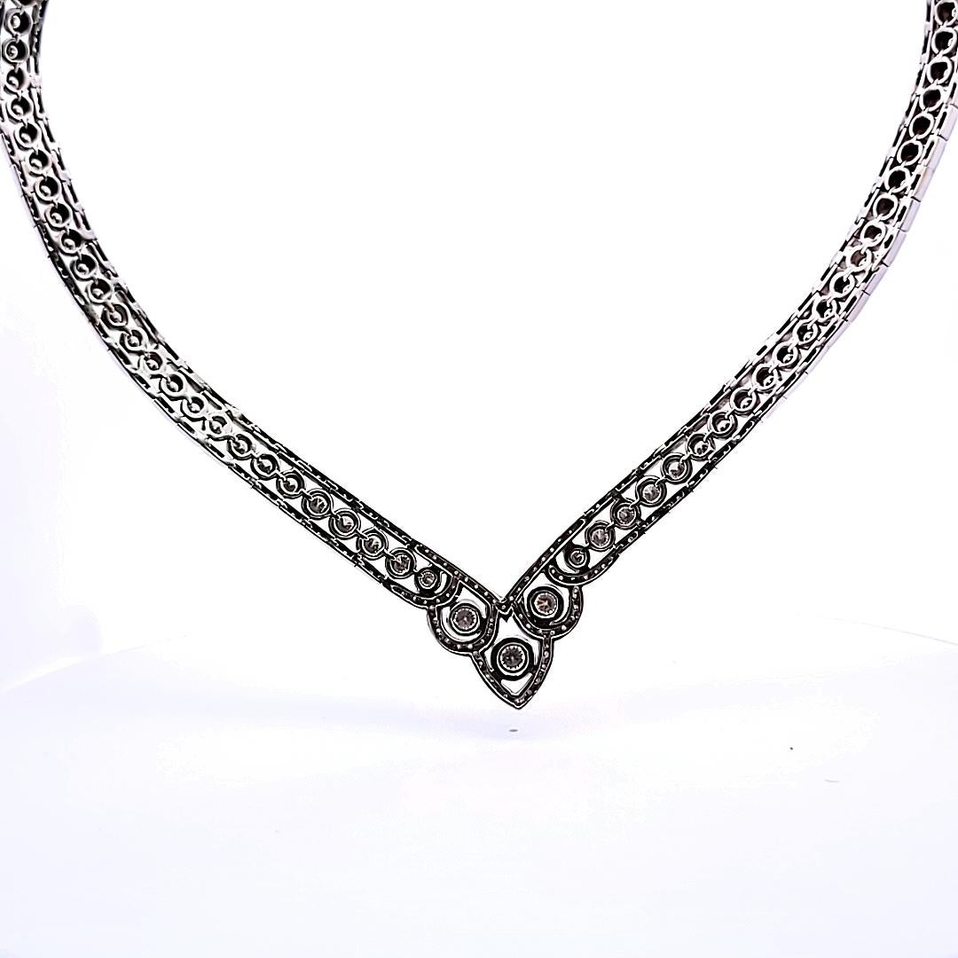Donna 20,26 carati di diamante tondo Brilliante I VS1 Collana in platino Vintage in vendita