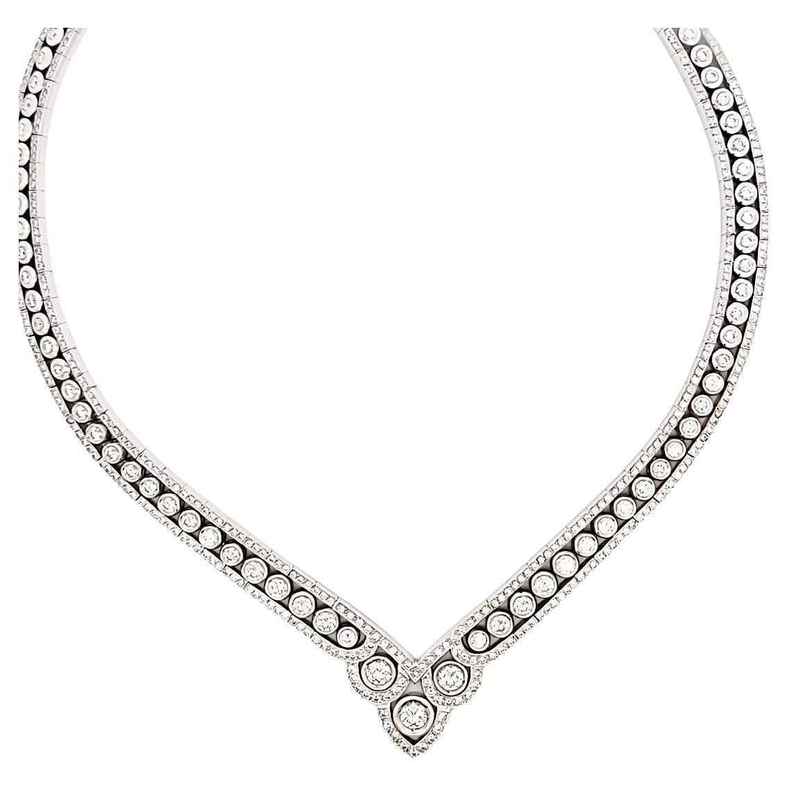 20.26 Carat Round Brilliant I VS1 Diamond Platinum Vintage Statement Necklace