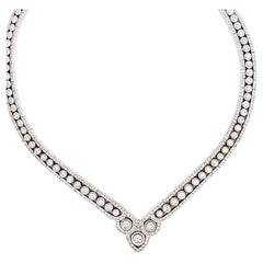 20.26 Carat Round Brilliant I VS1 Diamond Platinum Vintage Statement Necklace