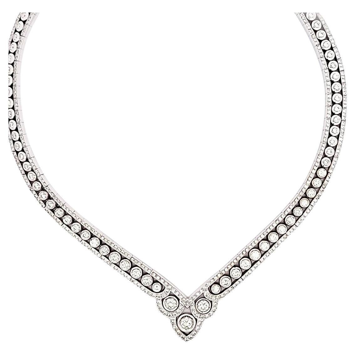 Collier fantaisie vintage en platine avec diamants ronds brillants I VS1 de 20,26 carats