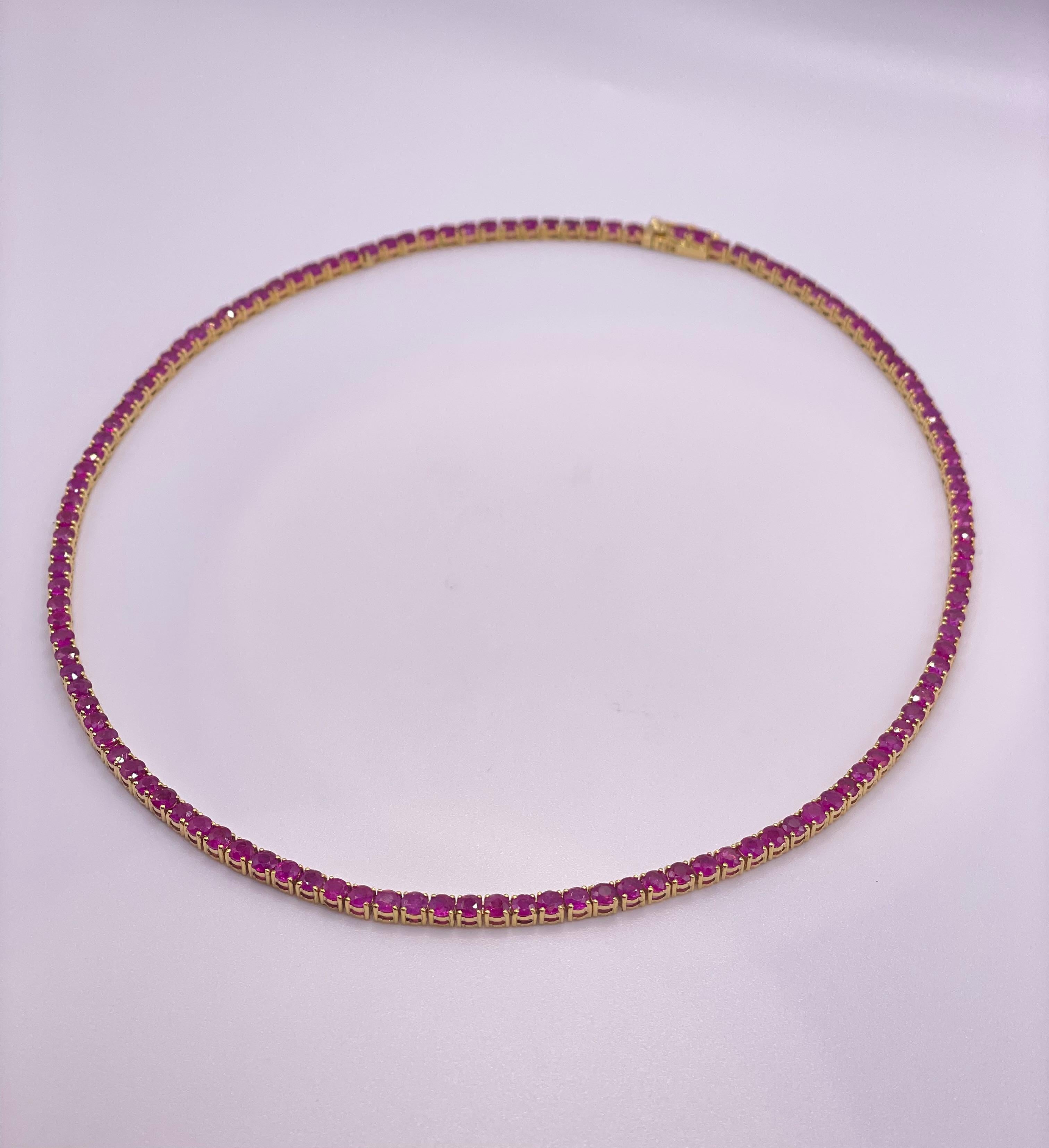 Art Nouveau 20.28 Carat Burma Ruby 18 Karat Yellow Gold Necklace  For Sale