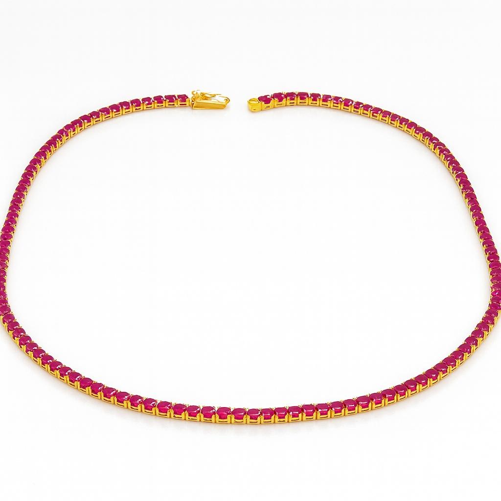 Collier en or jaune 18 carats avec rubis de Birmanie de 20,28 carats Unisexe en vente