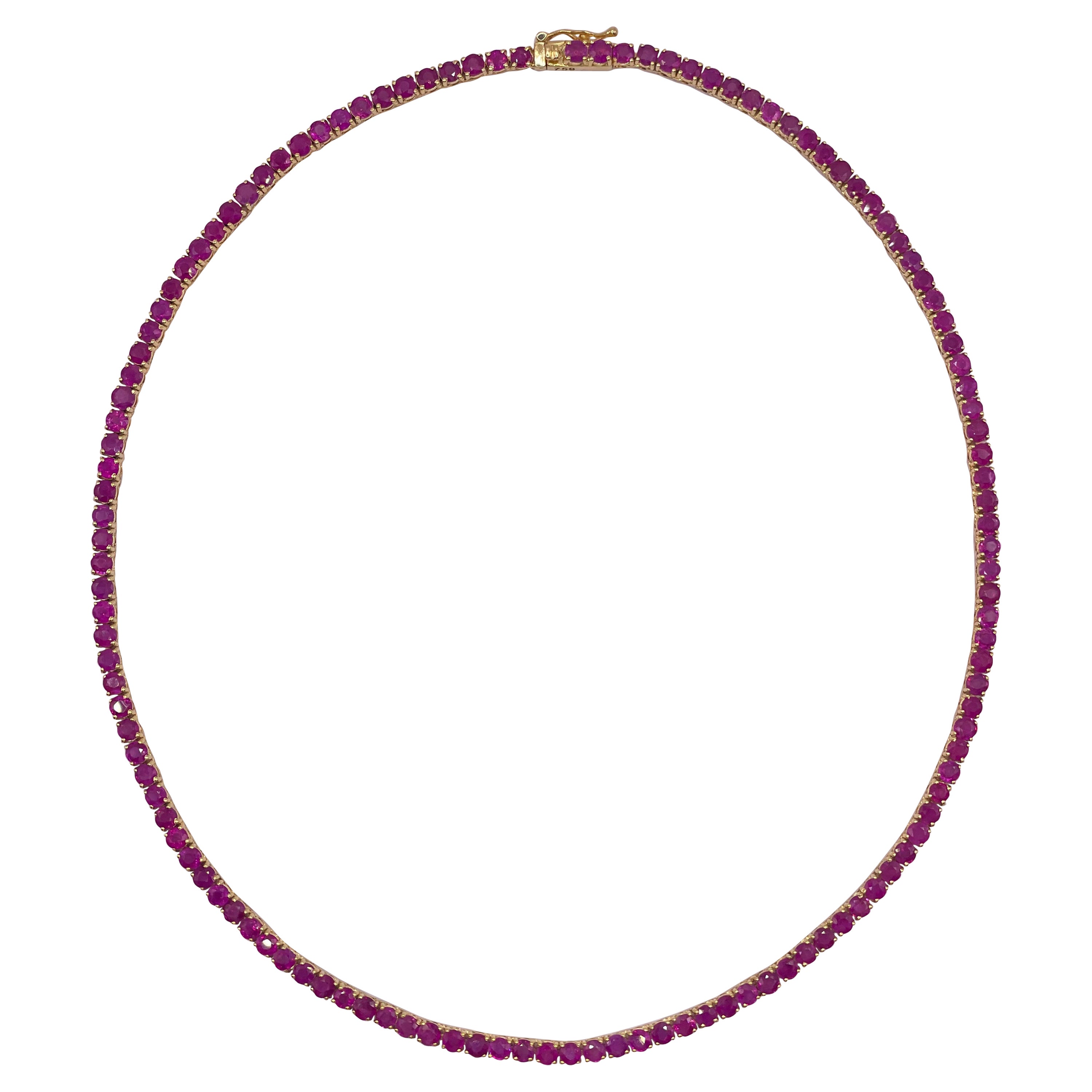 Collier en or jaune 18 carats avec rubis de Birmanie de 20,28 carats