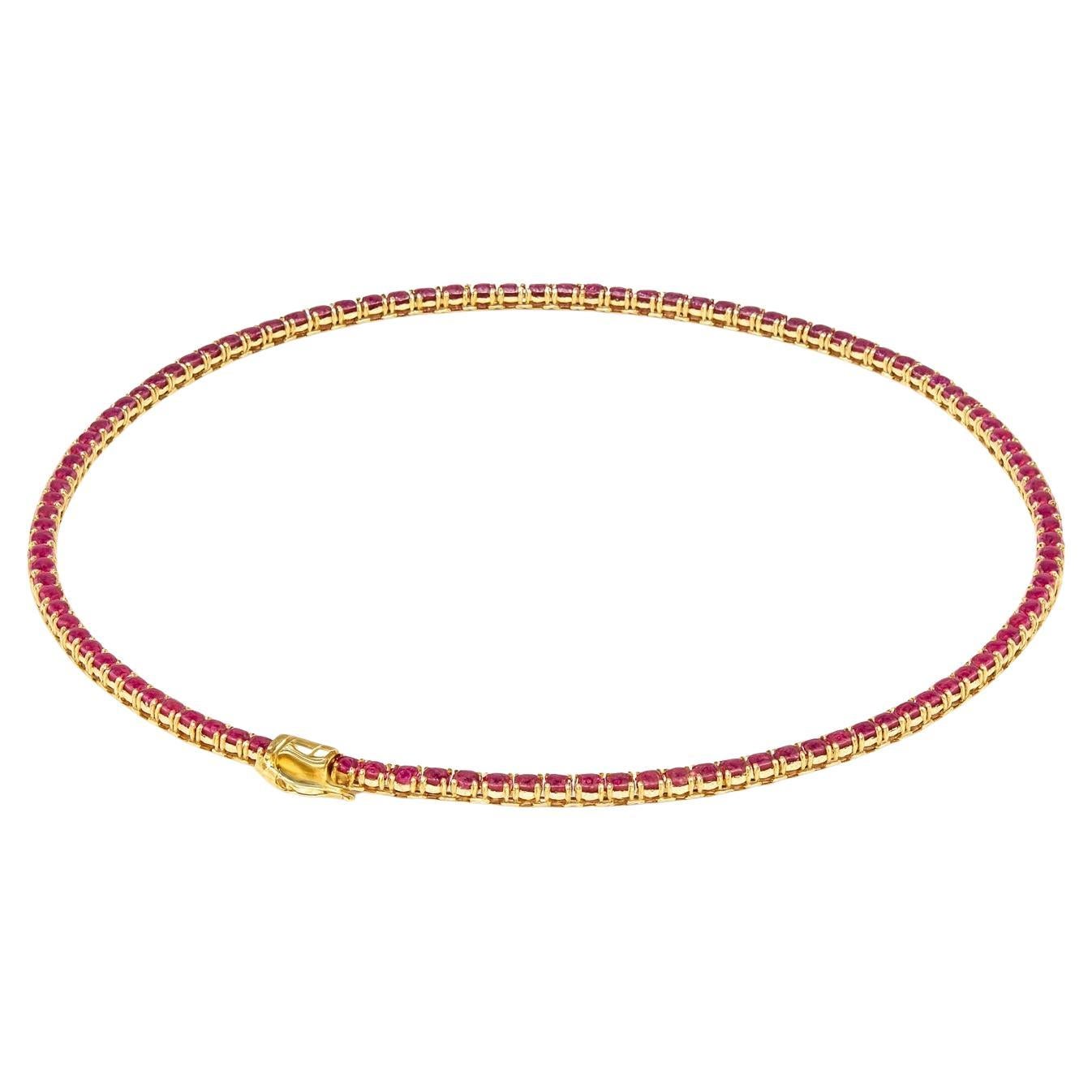 20.28 Carat Burma Ruby 18 Karat Yellow Gold Necklace