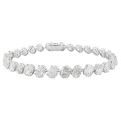 20.28 Carat SI/H Faceted Oval Diamond Tennis Bracelet 18 Karat White Gold