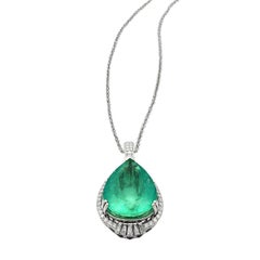 20.29 Carat Emerald Diamond Pendant Necklace