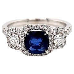 2.02 Total Carat Sapphire and Diamond Engagement Ring