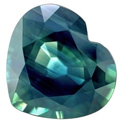 2.02ct Australia Sapphire Natural Green Blue Heart Cut Rare Loose Gem 8x7.3mm