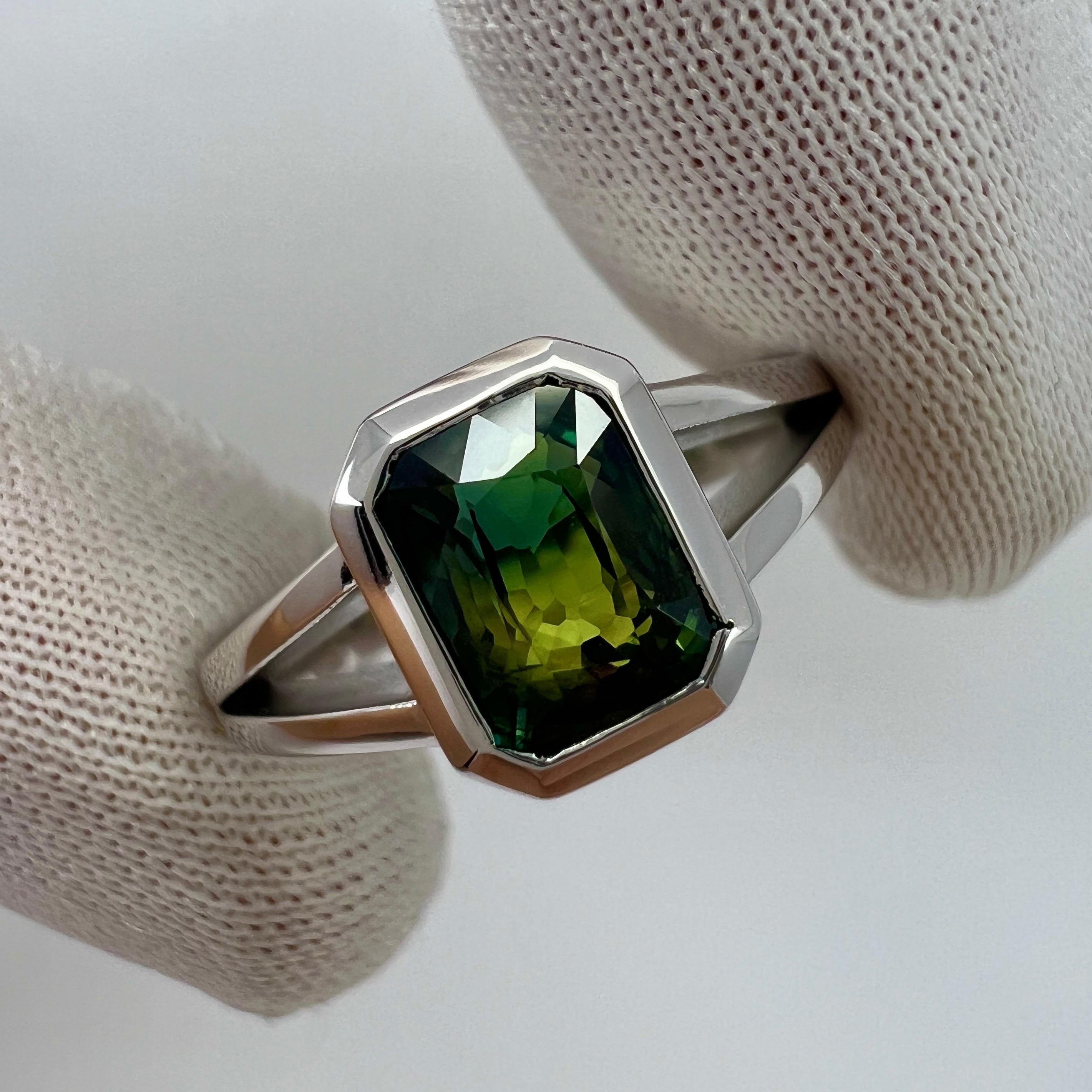 2.02ct GIA Certified Untreated Bi Colour Sapphire 18k White Gold Signet Ring 5