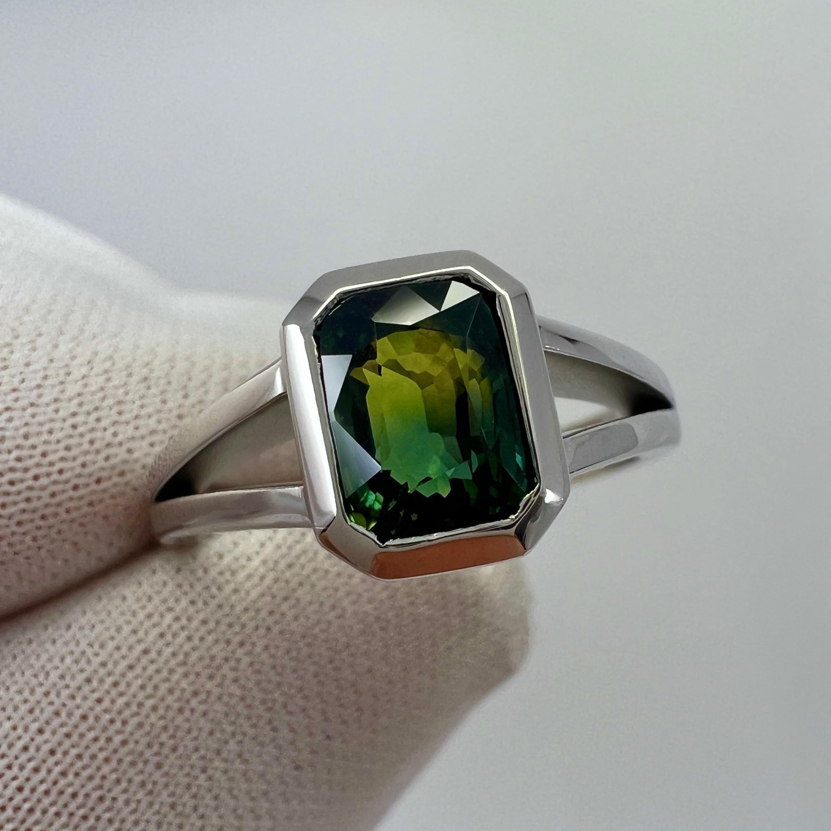 2.02ct GIA Certified Untreated Bi Colour Sapphire 18k White Gold Signet Ring 6