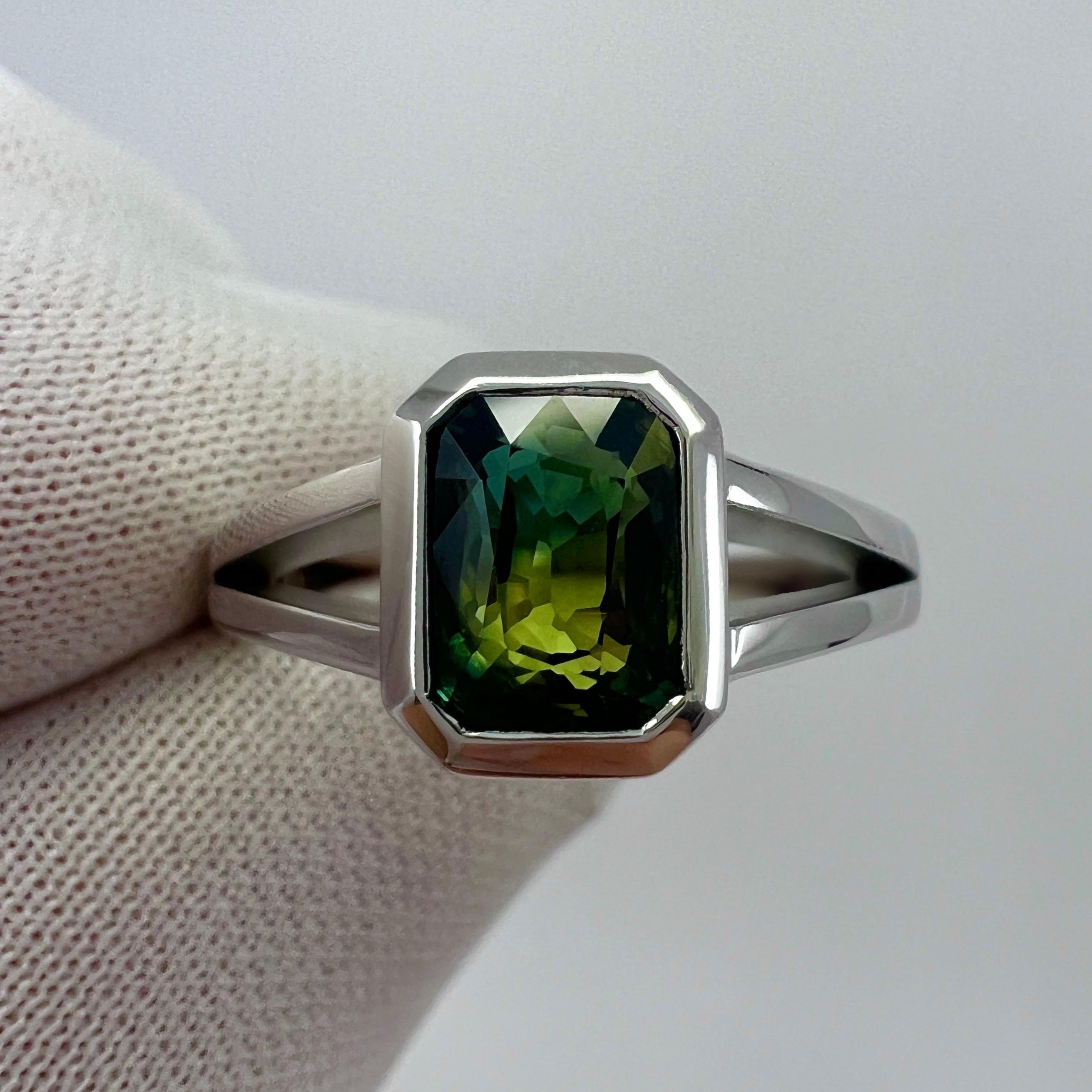 2.02ct GIA Certified Untreated Bi Colour Sapphire 18k White Gold Signet Ring 7