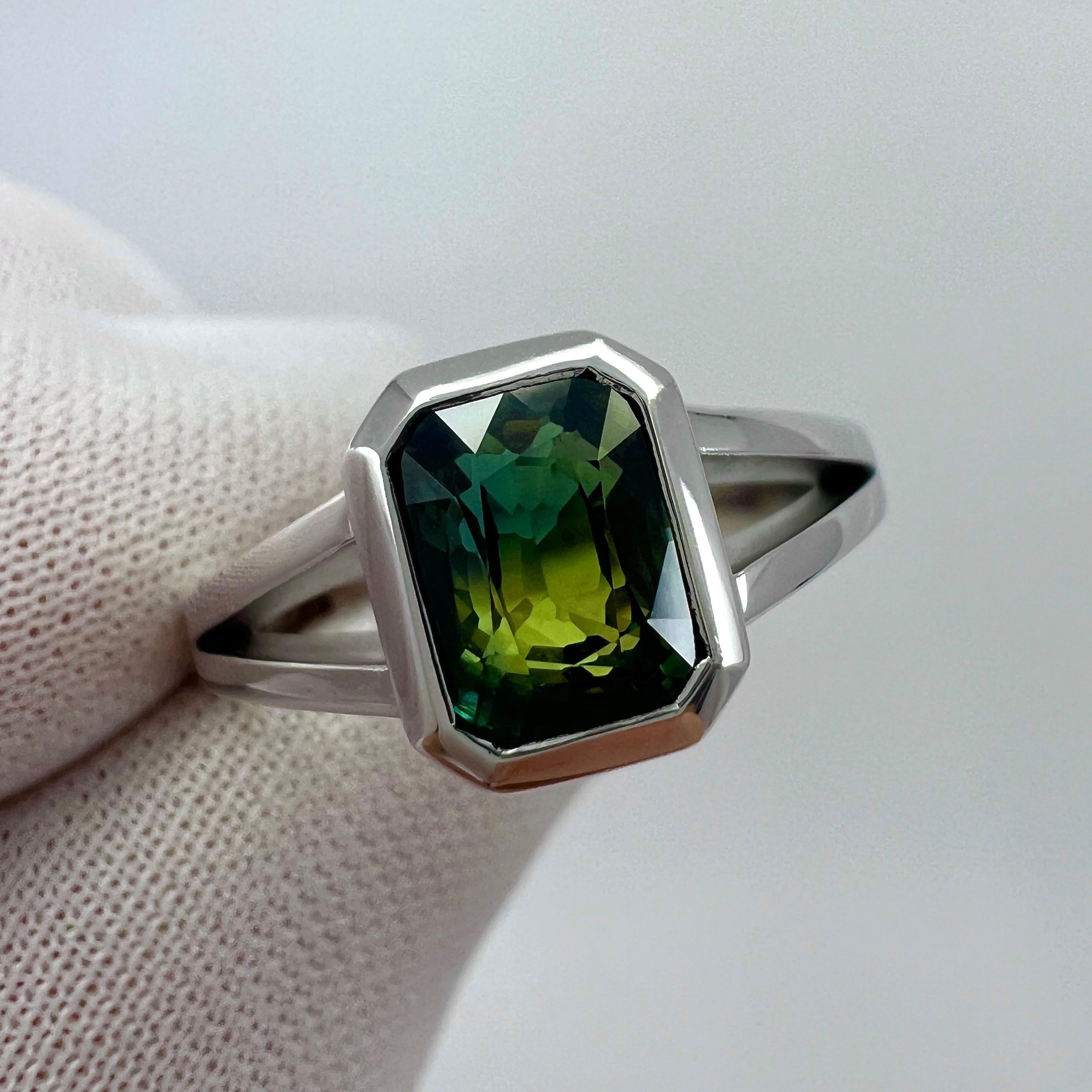 2.02ct GIA Certified Untreated Bi Colour Sapphire 18k White Gold Signet Ring 8