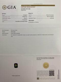 Anello con zaffiro bicolore non trattato in oro bianco 18 carati da 2,02 carati certificato GIA