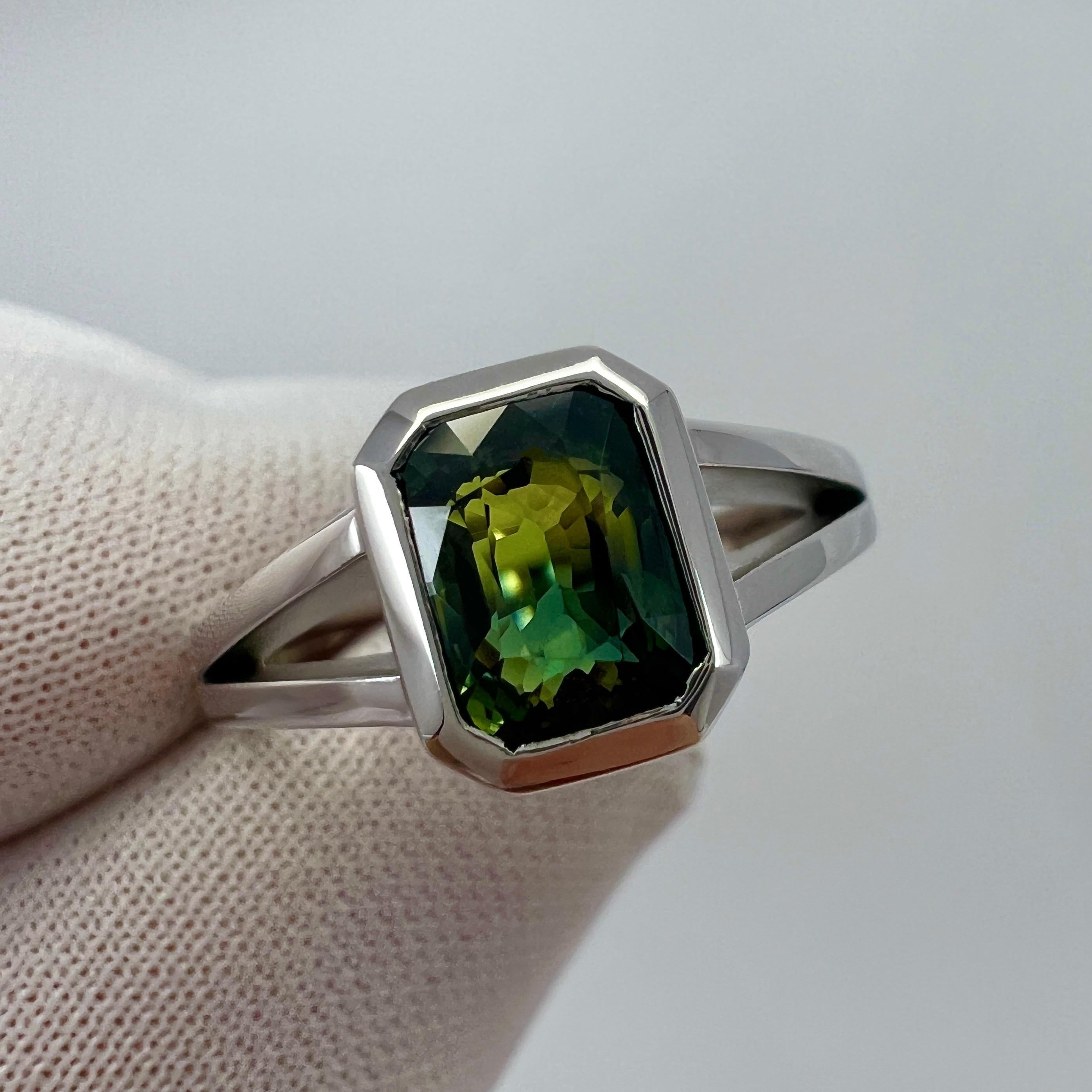 2.02ct GIA Certified Untreated Bi Colour Sapphire 18k White Gold Signet Ring In New Condition In Birmingham, GB