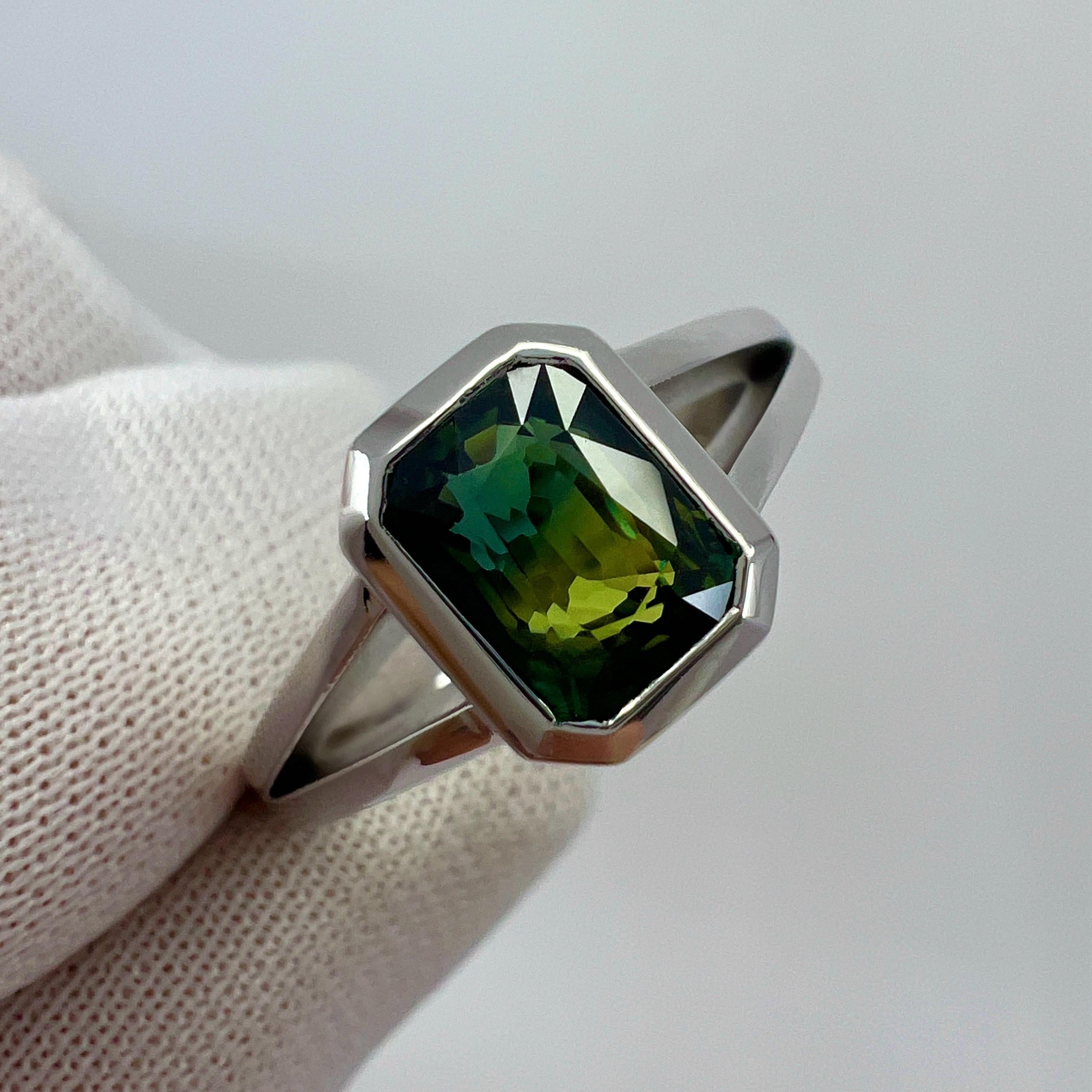 2.02ct GIA Certified Untreated Bi Colour Sapphire 18k White Gold Signet Ring 1