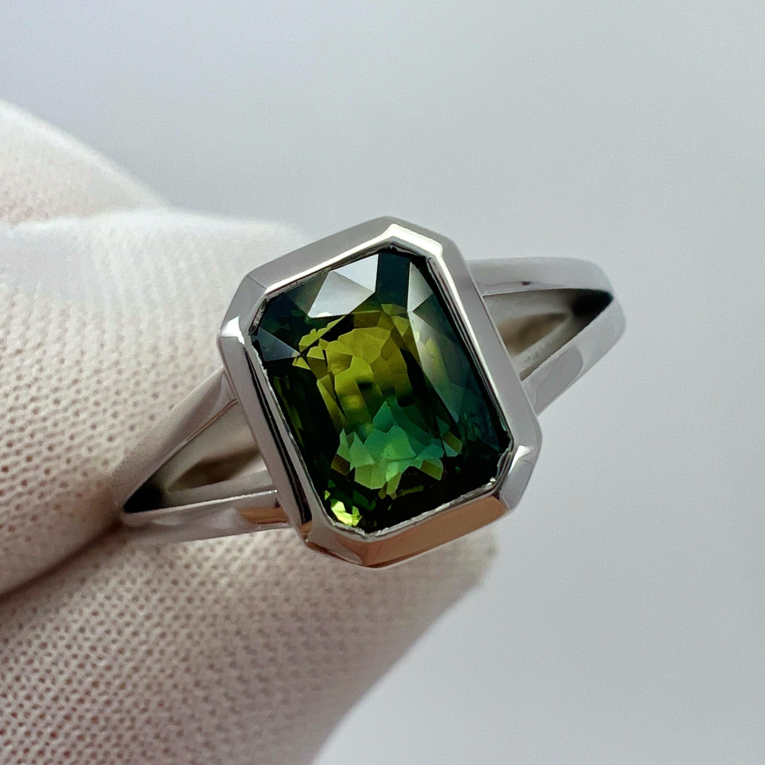 2.02ct GIA Certified Untreated Bi Colour Sapphire 18k White Gold Signet Ring 2