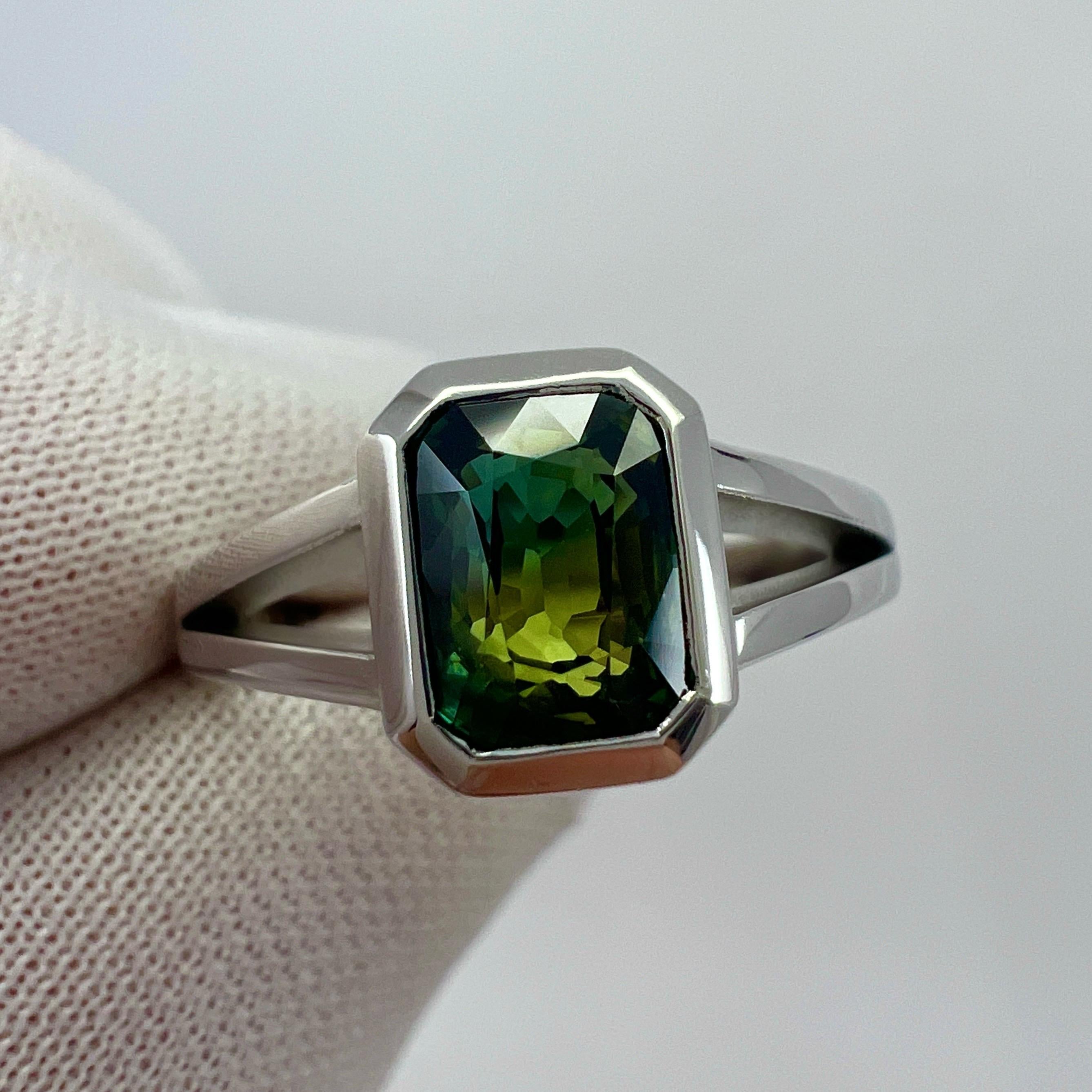 2.02ct GIA Certified Untreated Bi Colour Sapphire 18k White Gold Signet Ring 3