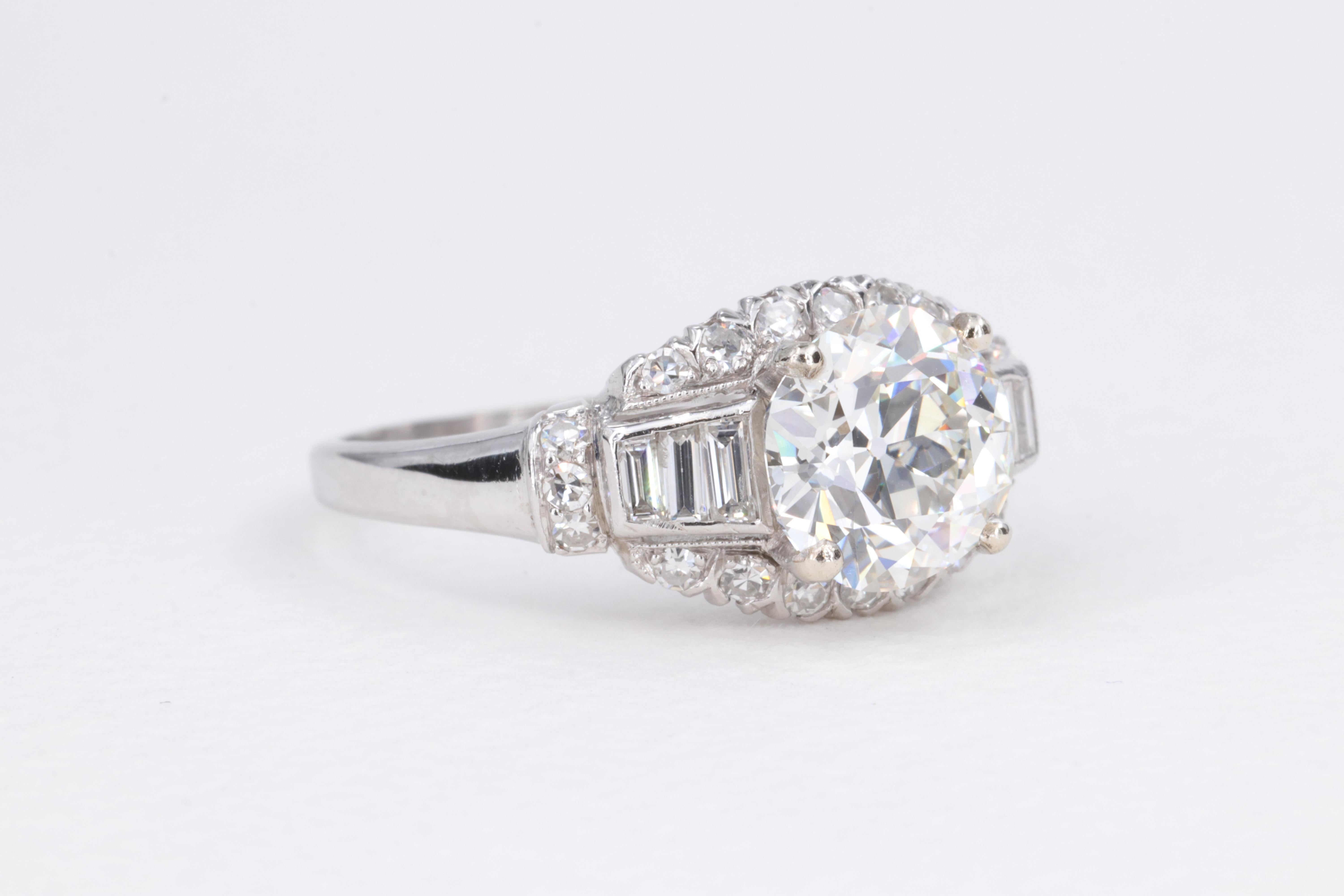 Taille vieille Europe Bague de fiançailles en platine 2.02ct I VS1 Diamant taille européenne ancienne GIA en vente