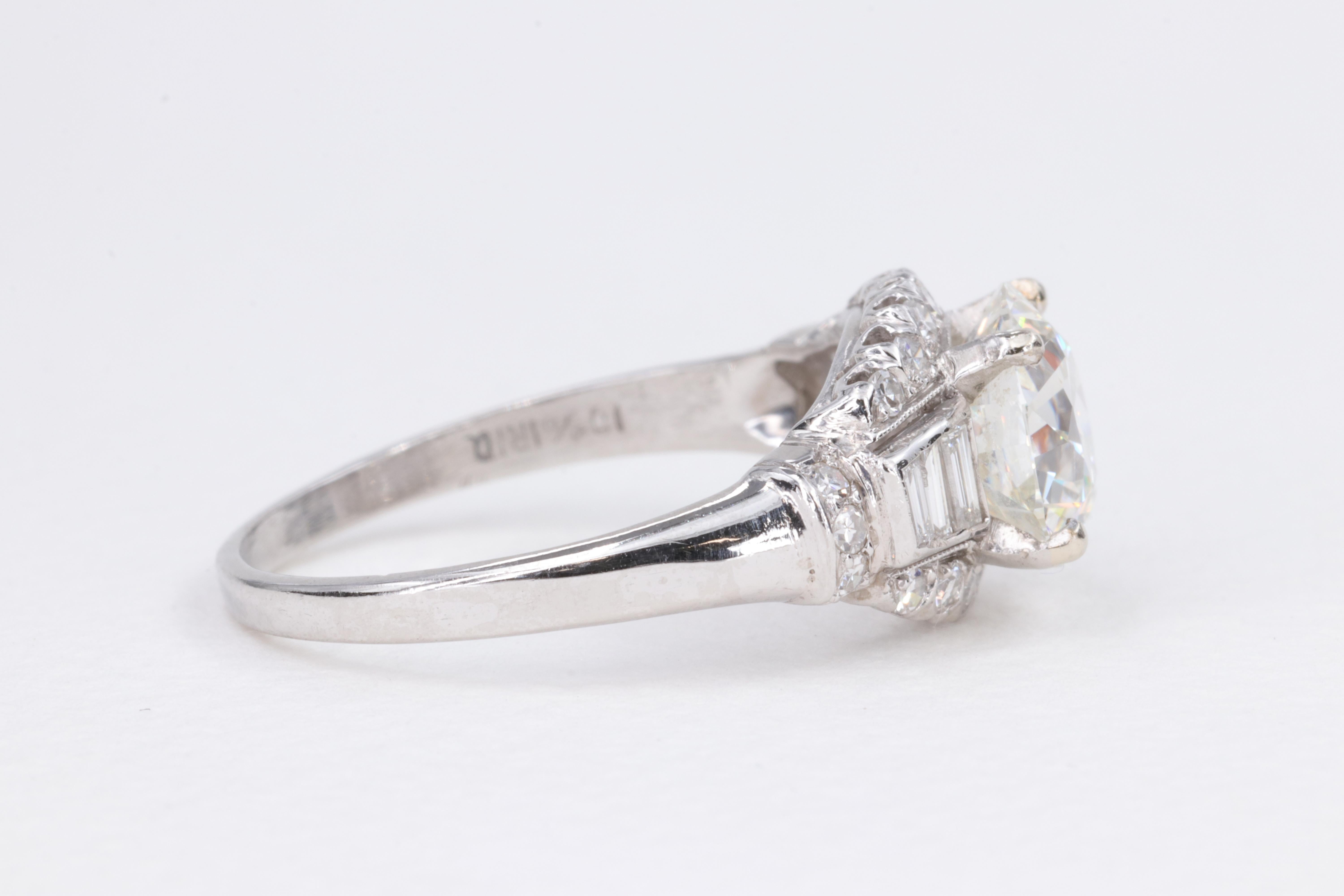 Bague de fiançailles en platine 2.02ct I VS1 Diamant taille européenne ancienne GIA en vente 1