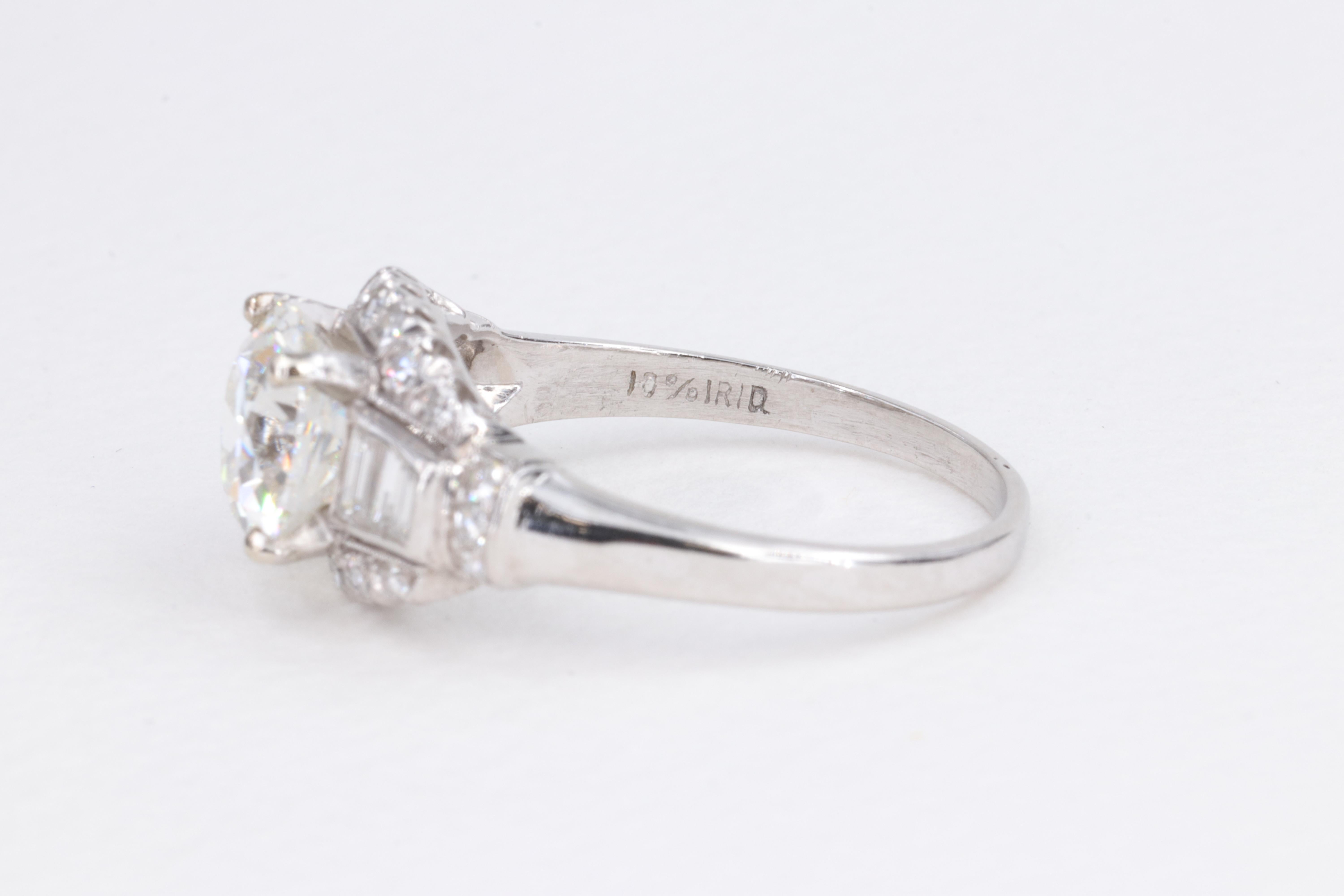 Bague de fiançailles en platine 2.02ct I VS1 Diamant taille européenne ancienne GIA en vente 3
