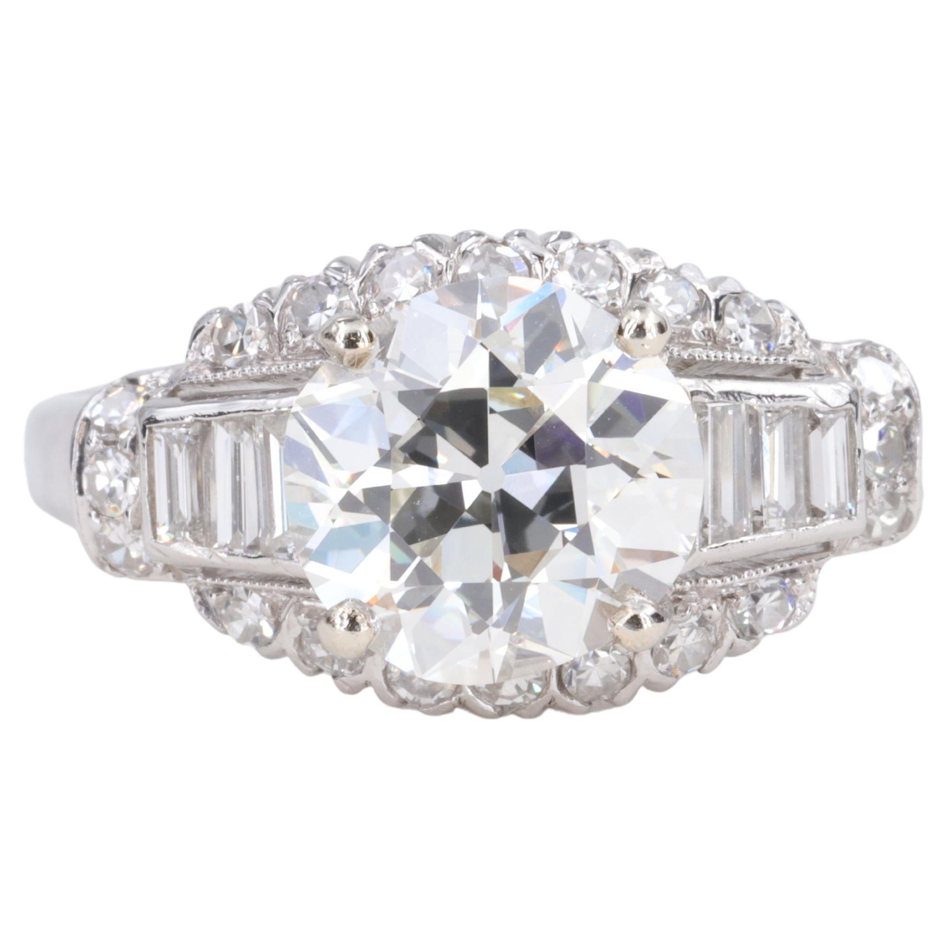 2.02ct I VS1 Old European Cut Diamond GIA Platinum Engagement Ring  For Sale