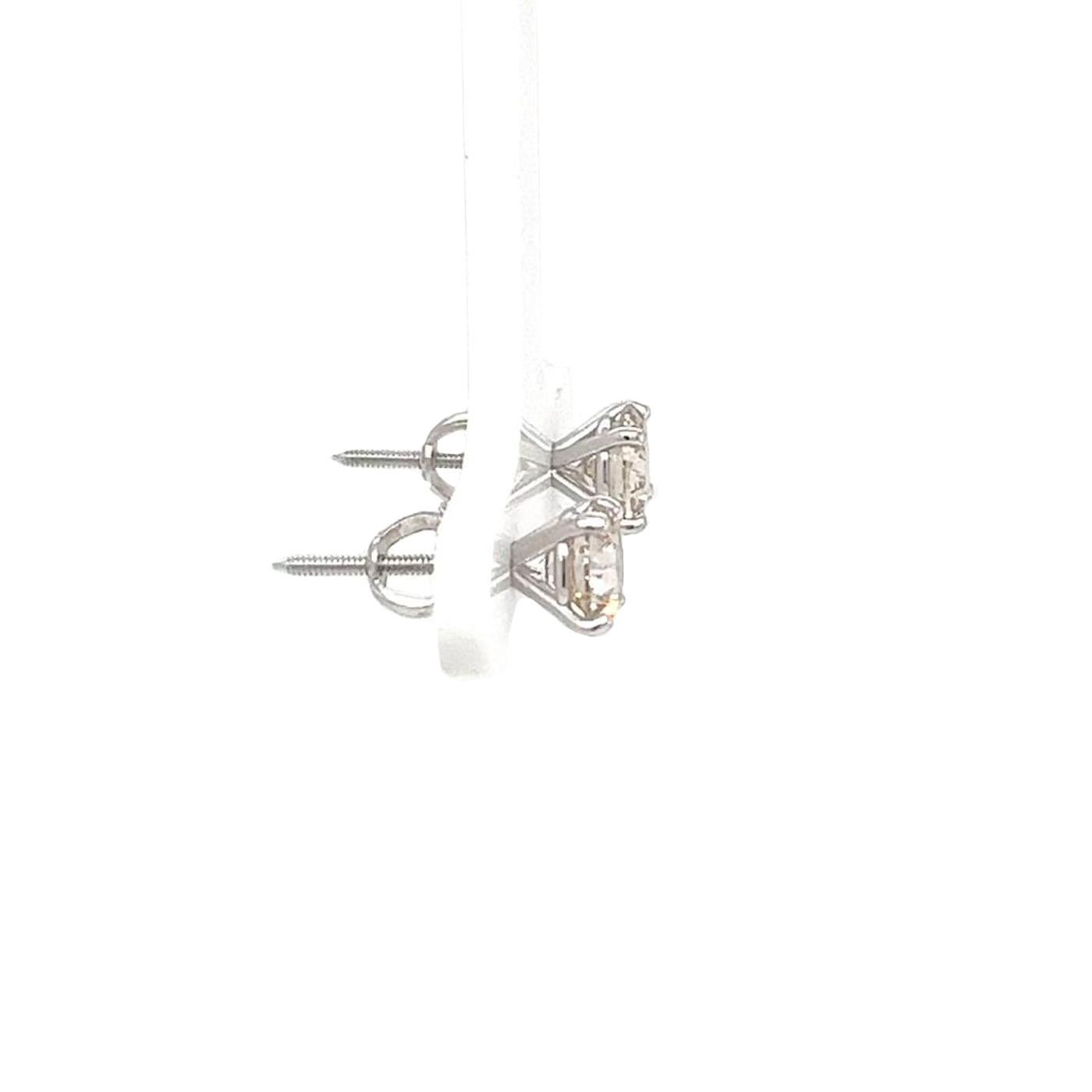 2,02 Karat natürlicher runder Diamant Martini-Ohrstecker in Martini-Fassung 4-Zinken 14K Gold 4