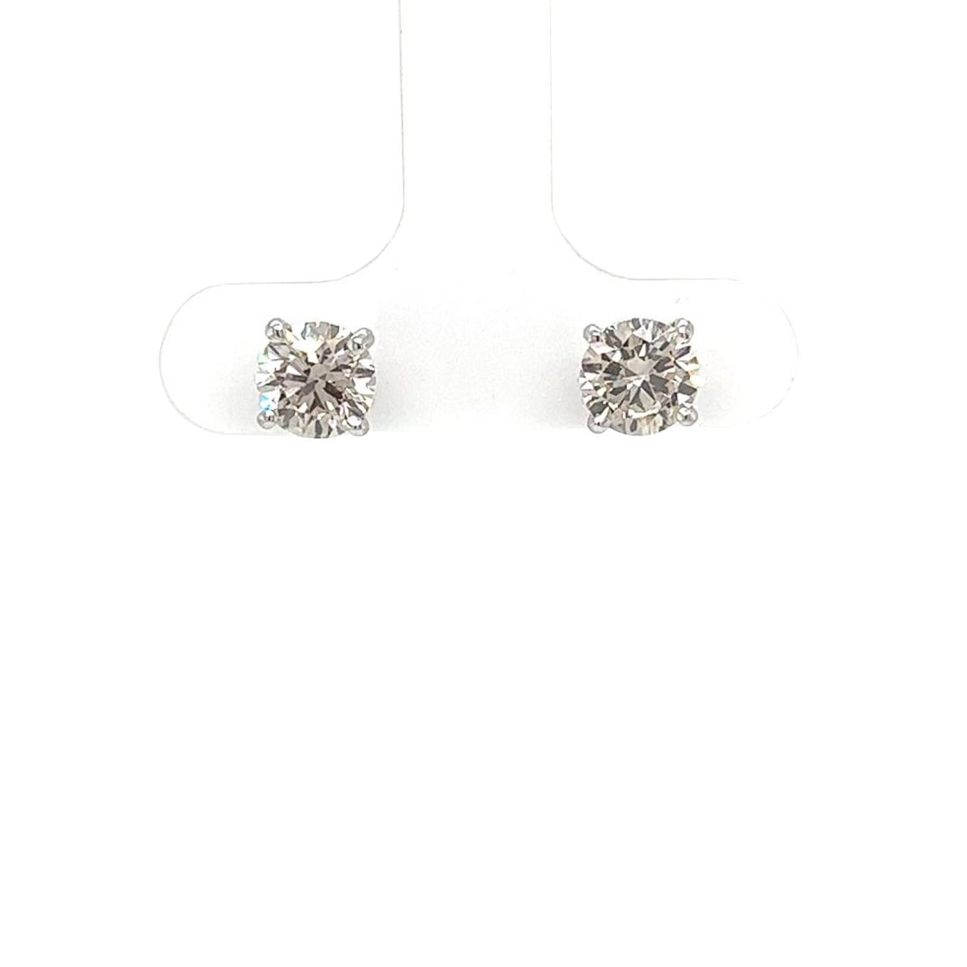 2,02 Karat natürlicher runder Diamant Martini-Ohrstecker in Martini-Fassung 4-Zinken 14K Gold im Zustand „Gut“ in Aventura, FL