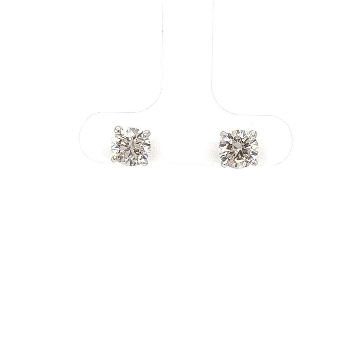 2,02 Karat natürlicher runder Diamant Martini-Ohrstecker in Martini-Fassung 4-Zinken 14K Gold 1