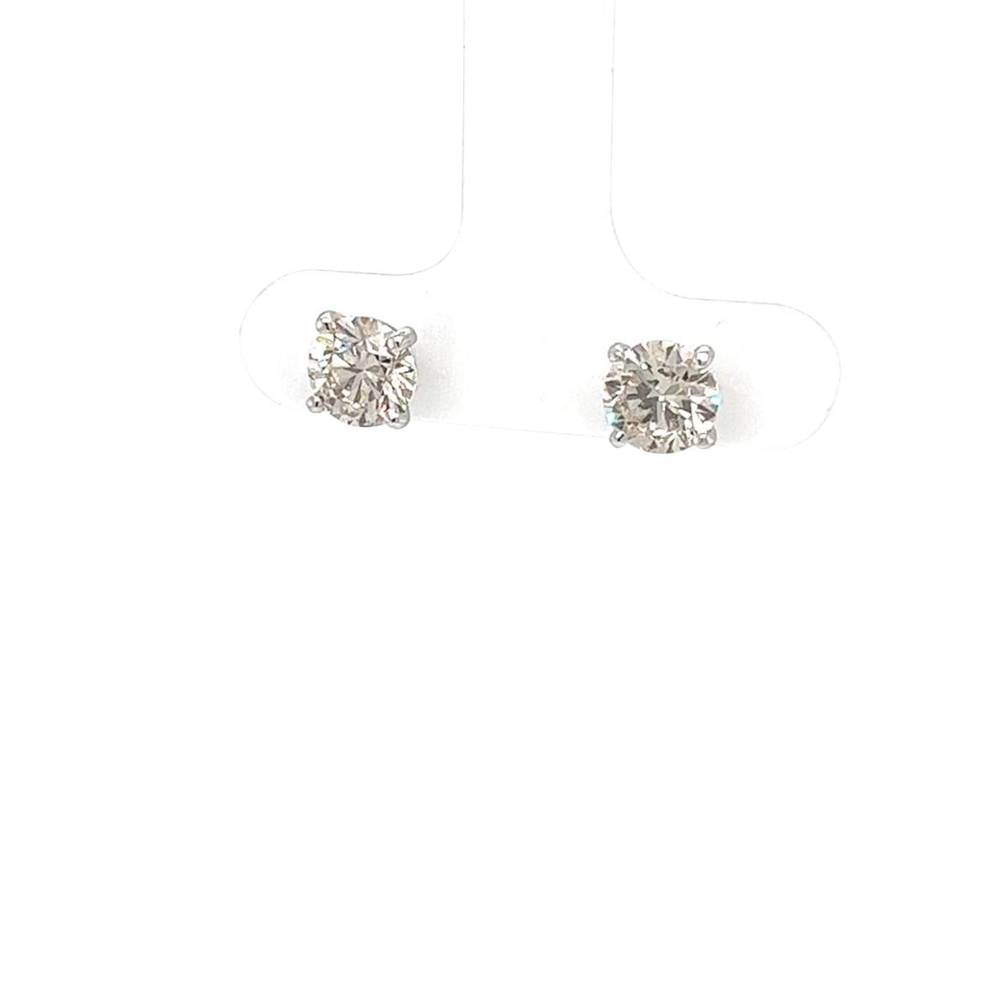 2,02 Karat natürlicher runder Diamant Martini-Ohrstecker in Martini-Fassung 4-Zinken 14K Gold 2