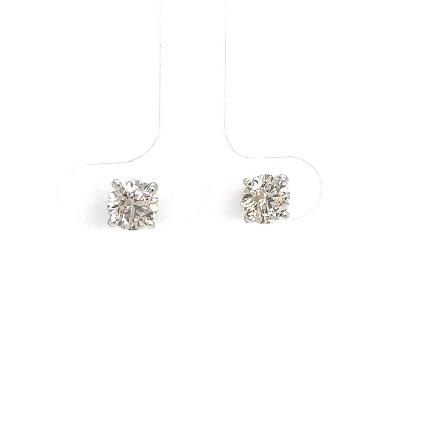 2,02 Karat natürlicher runder Diamant Martini-Ohrstecker in Martini-Fassung 4-Zinken 14K Gold 3