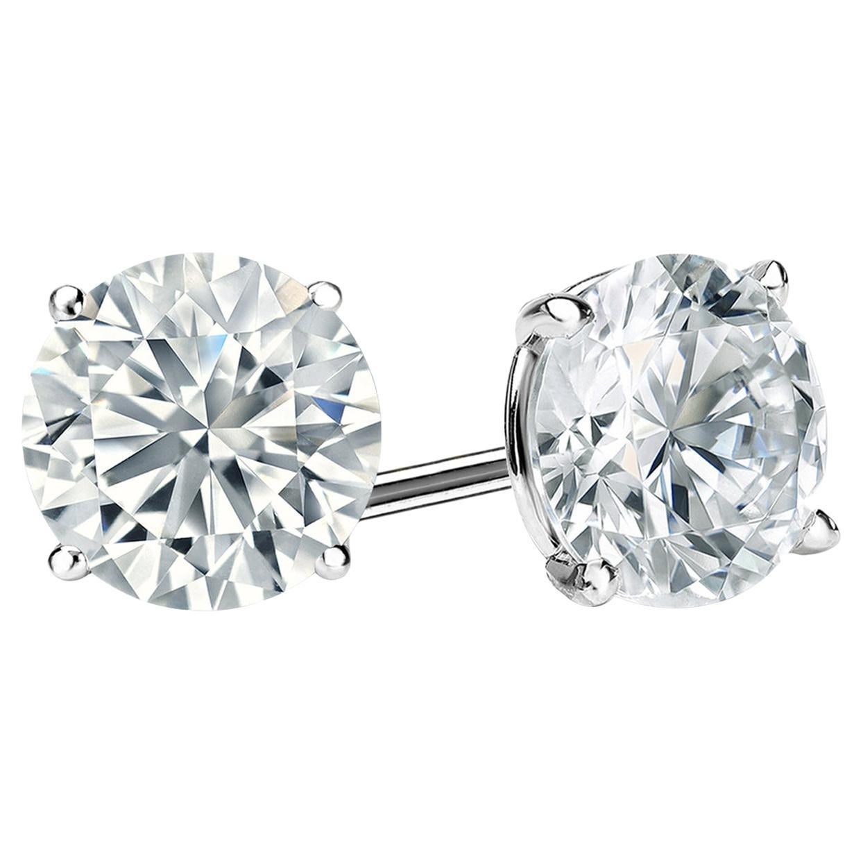 2,02 Karat natürlicher runder Diamant Martini-Ohrstecker in Martini-Fassung 4-Zinken 14K Gold