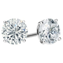 2,02 Karat natürlicher runder Diamant Martini-Ohrstecker in Martini-Fassung 4-Zinken 14K Gold