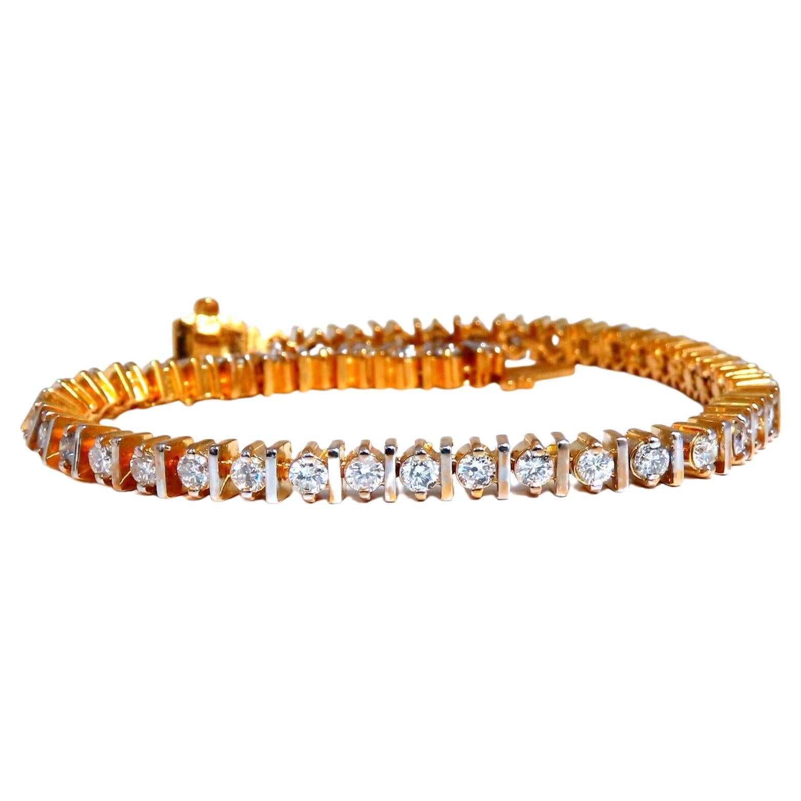 2.02ct. Bracelet tennis classique en or jaune 14 carats avec barre de diamants ronds naturels