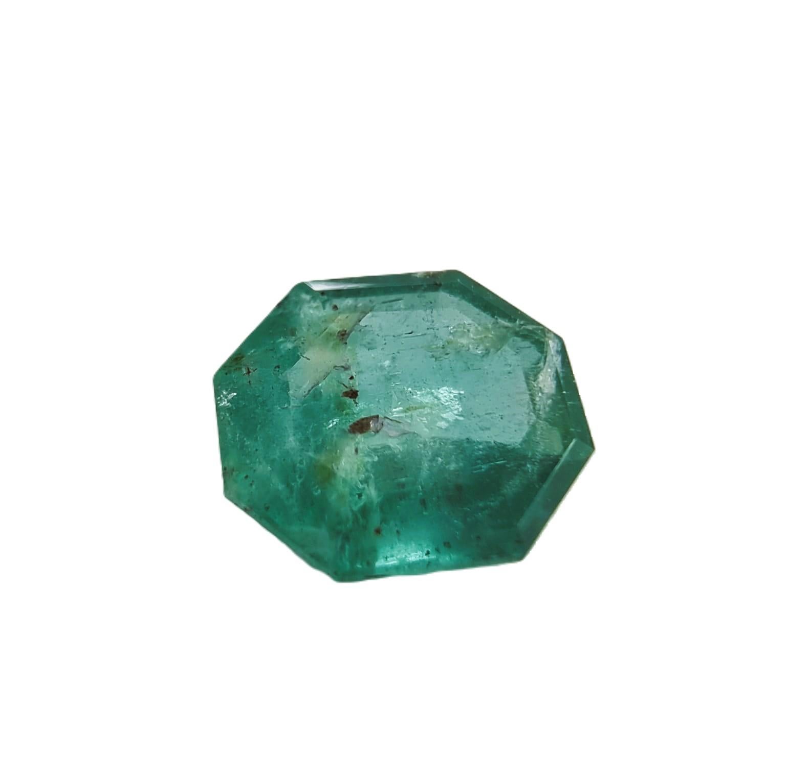 Women's or Men's 2.02ct Octagonal Cut No-Oil Natural Untreated Emerald Gemstone For Sale