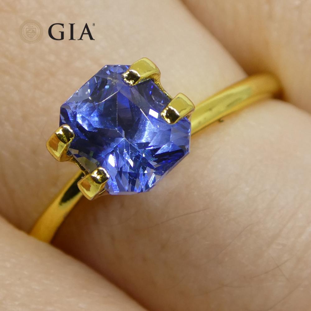 Brilliant Cut 2.02ct Octagonal/Emerald Cut Blue Sapphire GIA Certified Sri Lanka   For Sale